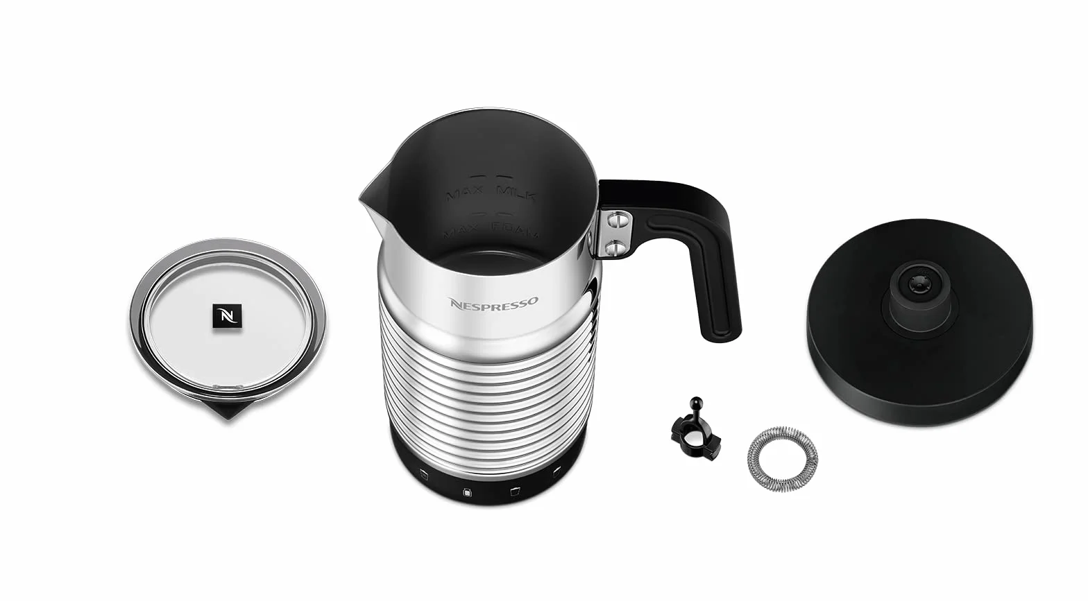 NESPRESSO Aeroccino 4 spieniacz elektryczny do mleka 120 ml pianka 240 ml gorące mleko srebrny