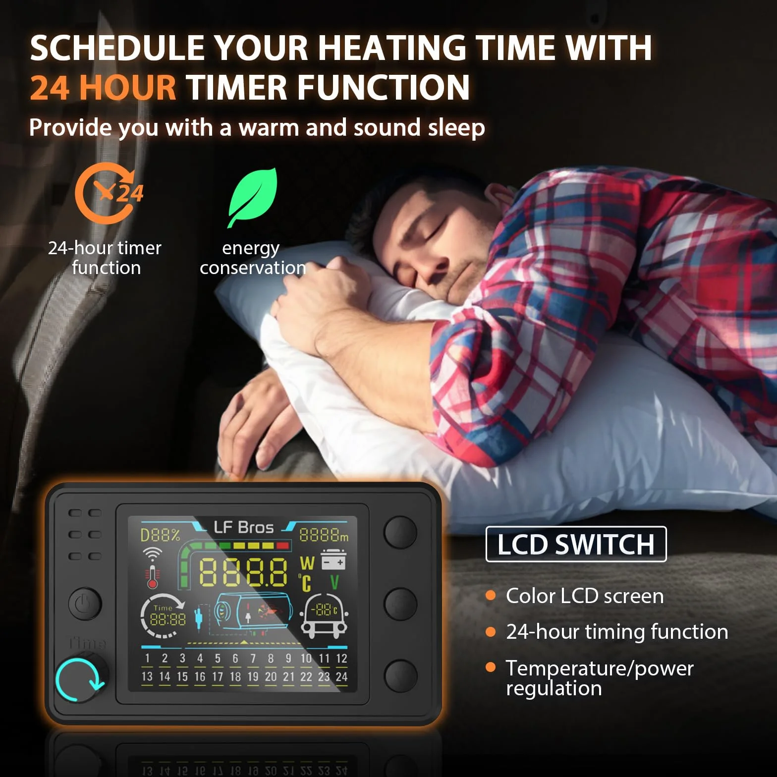 LF Bros 12V/24V/220V Przenośny Grzejnik Diesla, Ogrzewanie Powietrza Parkingowego 5kw z Zegarem LCD Przełącznik dla Kampera, Ciężarówki, Namiotu, Garażu (Biały), LFHT2303