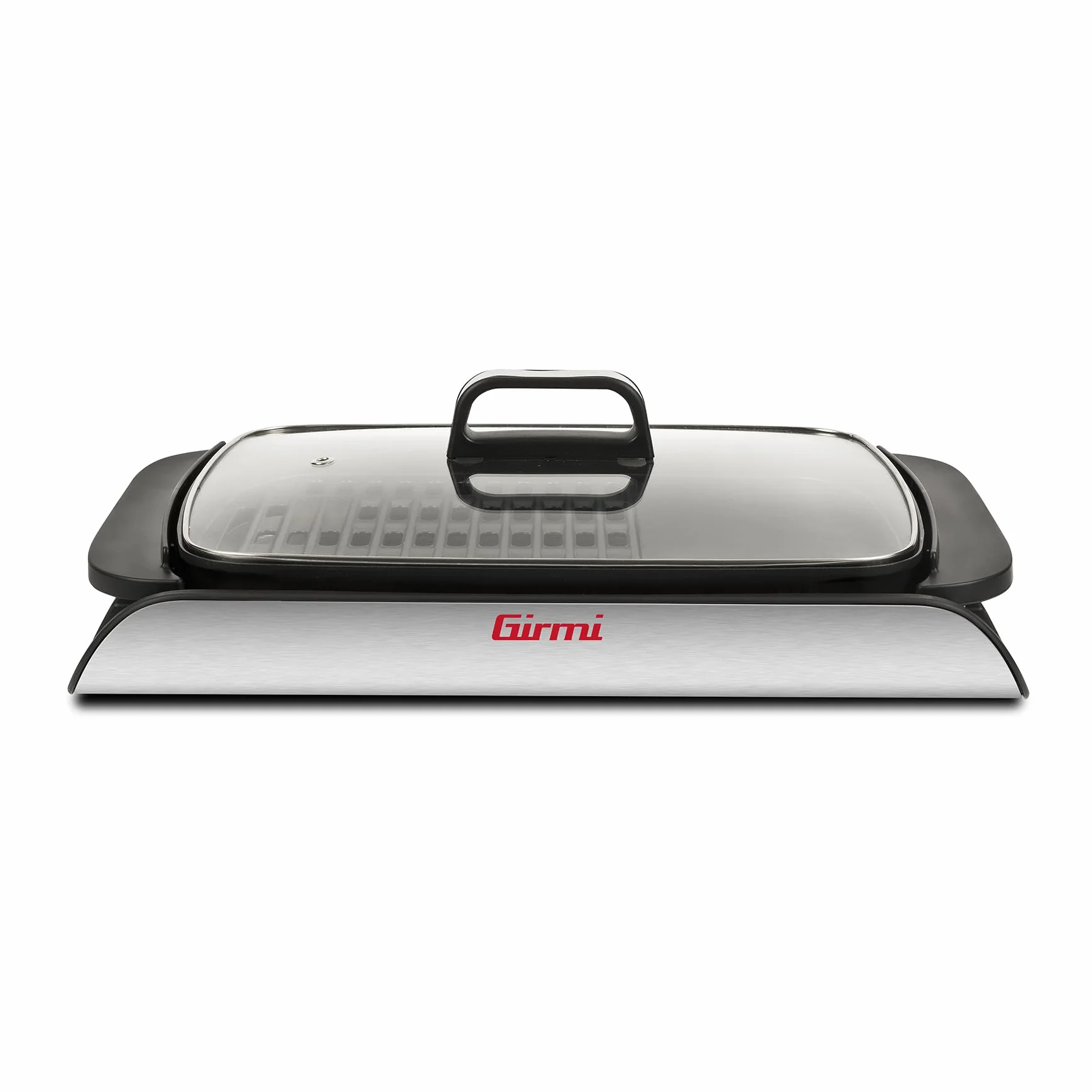 Girmi BQ91 Grill 2000 W, Nieprzywierające Płytki XL 40x30 cm, Podwójne Zastosowanie, Szklana Pokrywka, Regulacja Temperatury, Szary