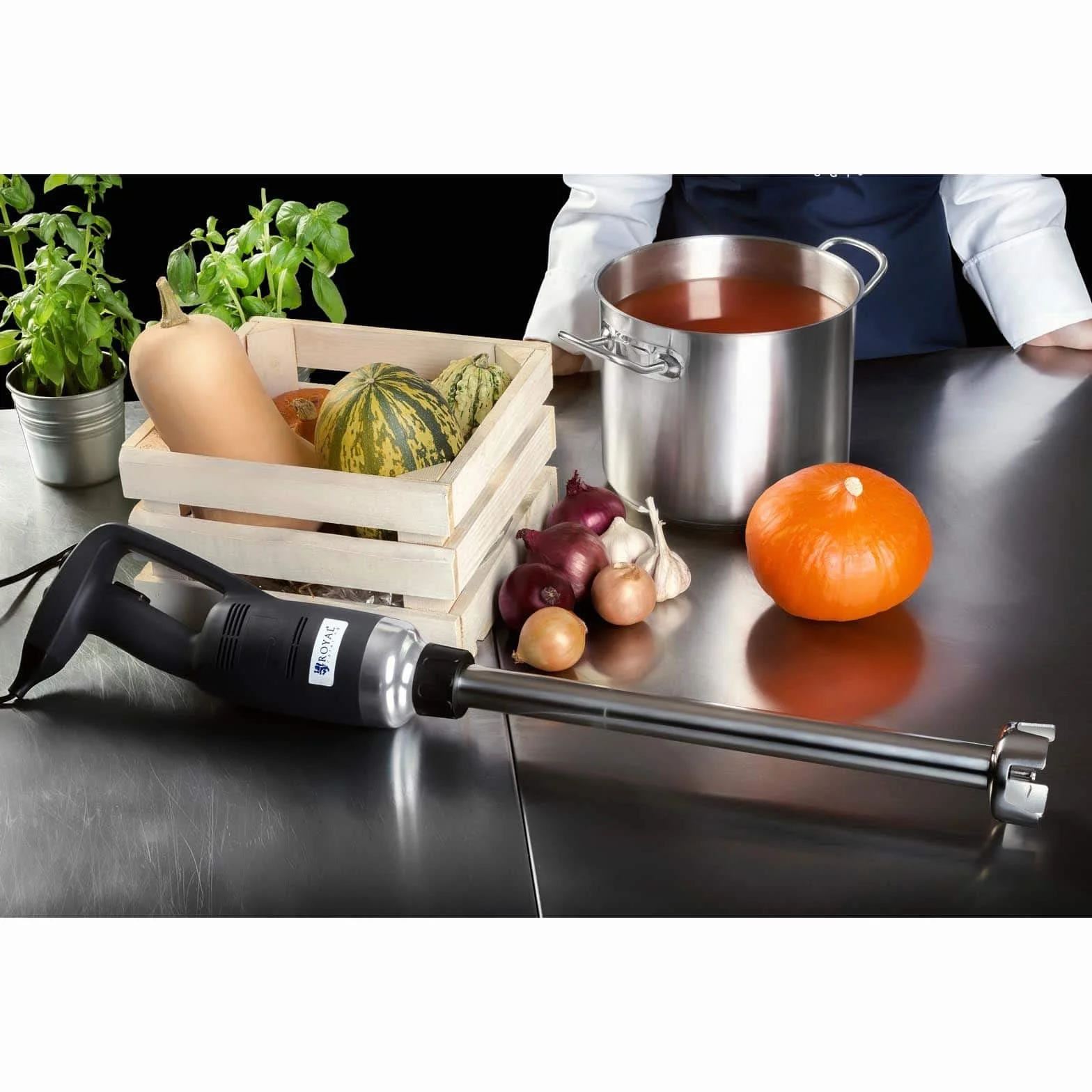 Royal Catering RCSM-500-500P blender ręczny mikser zanurzeniowy (ergonomiczny uchwyt, 500 W, 4000-18000 obr./min, osłona rozbryzgowa, długość pręta 500 mm, stal nierdzewna) czarny