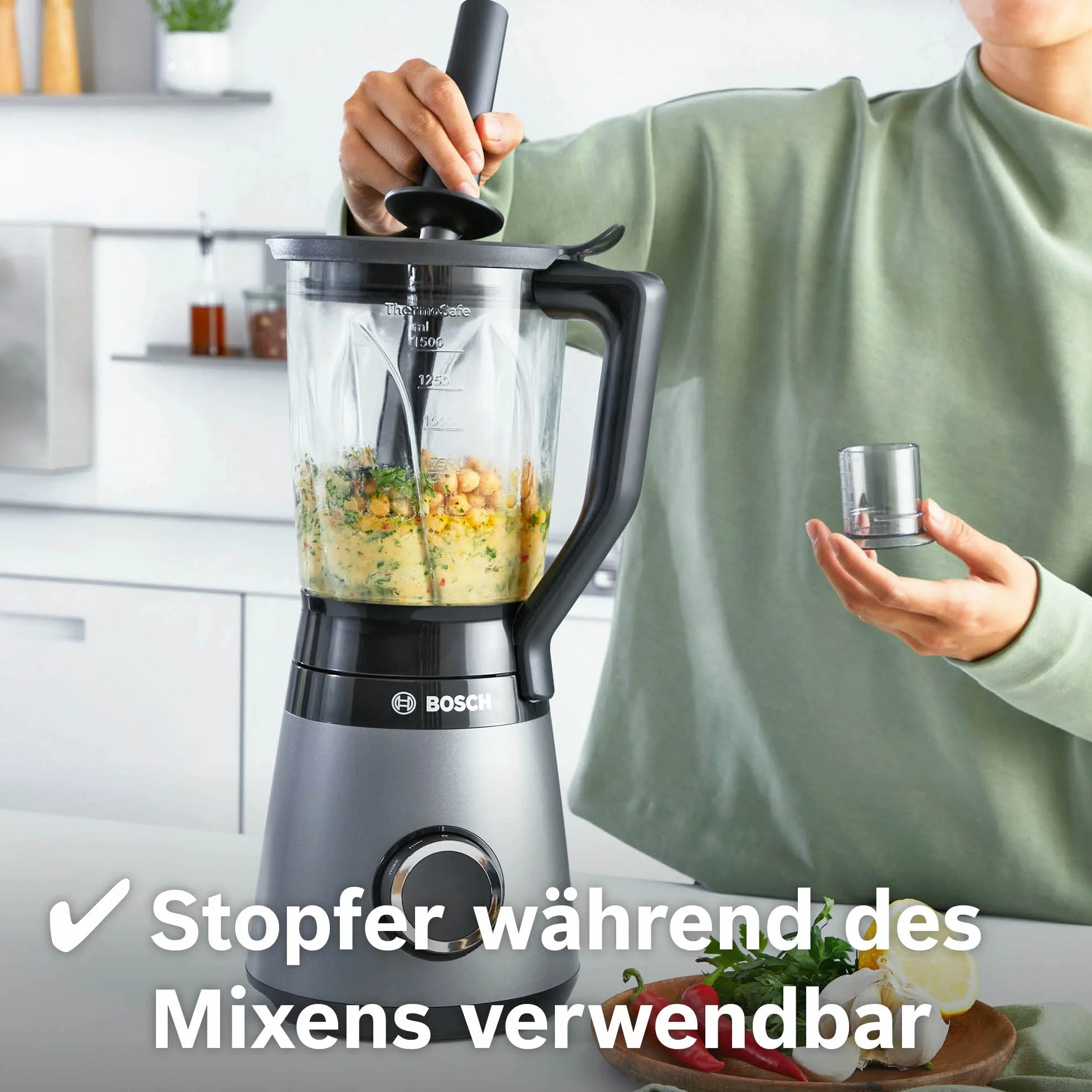 Bosch Blender Kielichowy MMB6172SN VitaPower Serie 4, 1,5 l, 1200 W, Srebrny