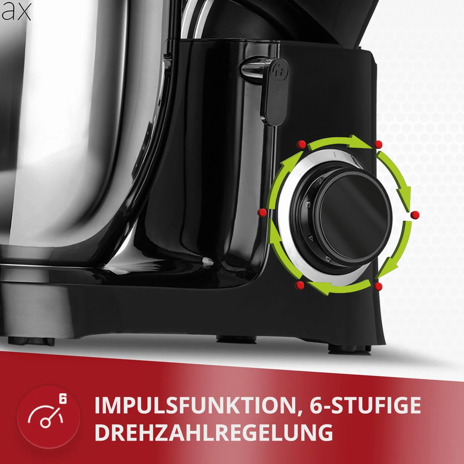 MPM MRK-19 Mikser Planetarny z Misą Mieszającą 6,5 l - Urządzenie Kuchenne do Ugniatania 2200 W - 6-stopniowa Regulacja Prędkości + Funkcja Pulse - Czarny