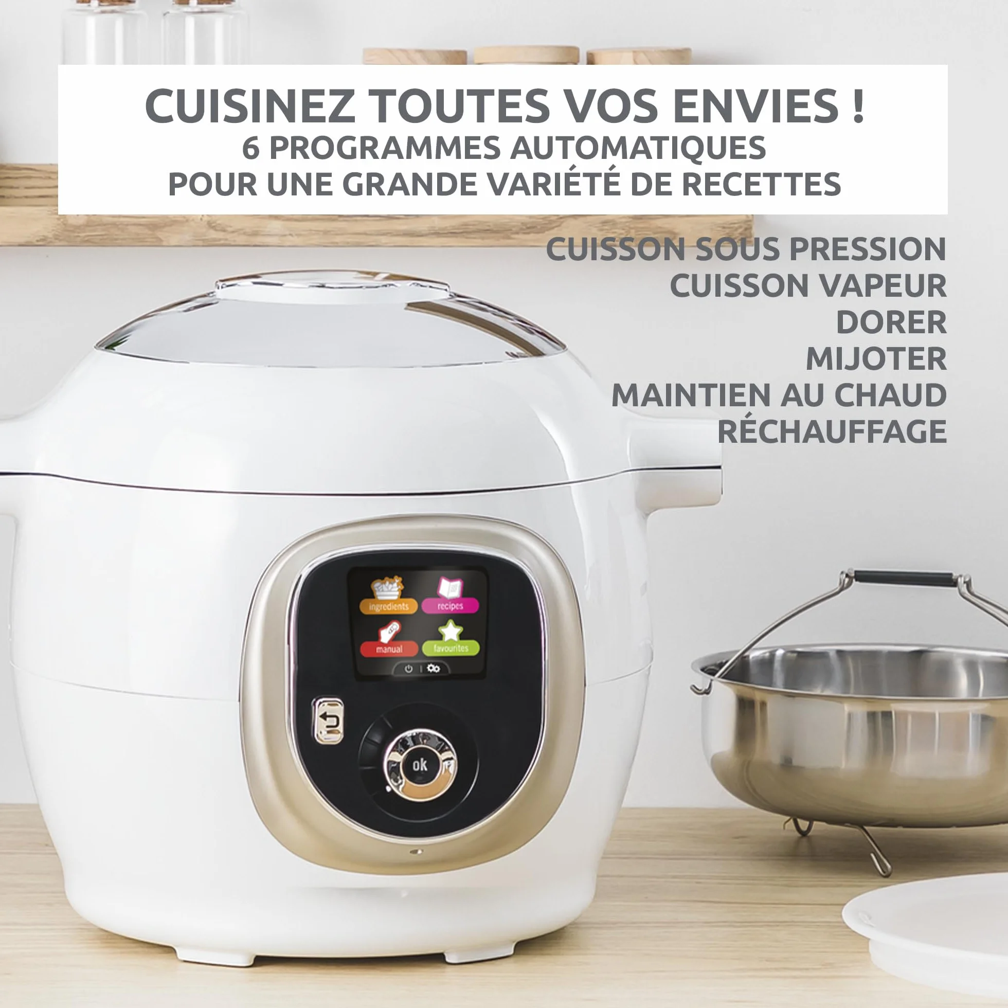Moulinex Cookeo Inteligentny multicooker 6L 1600W 150 przepisów biały