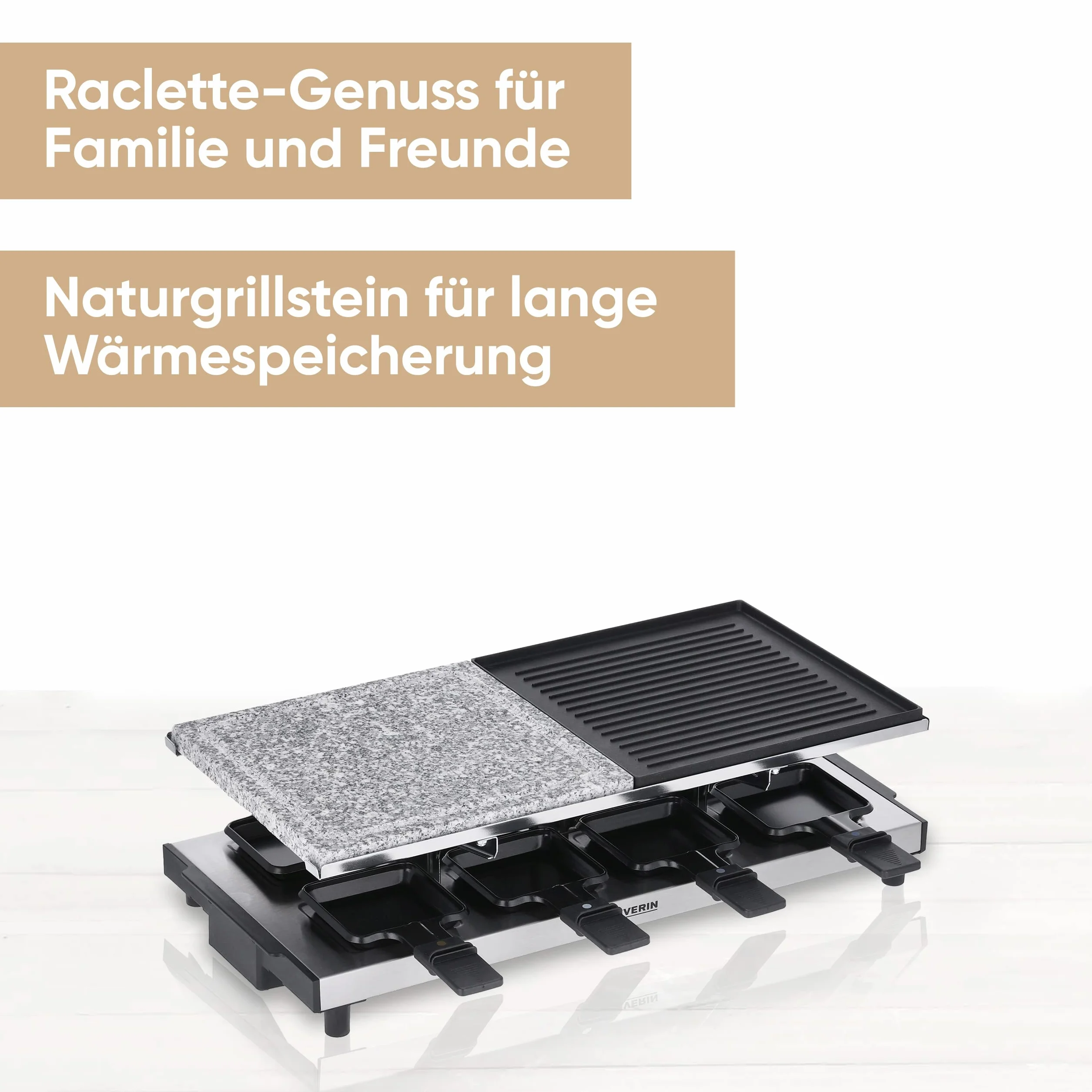 Severin 2373 RG Grill do Raclette z Naturalnym Kamieniem Grillowym, Stal Szlachetna, 1500 W, Czarny