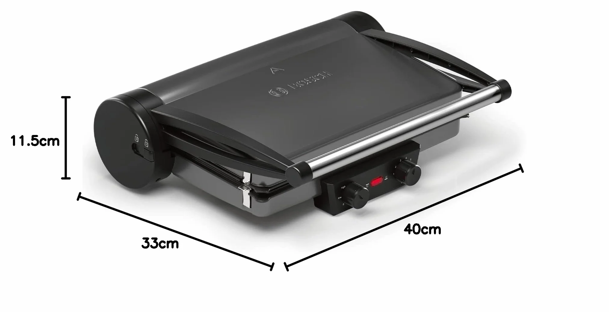 Bosch Grill elektryczny TCG4215, 2000 W, 3 pozycje grillowania, podwójna regulacja temperatury, wyjmowane płyty, łatwe czyszczenie