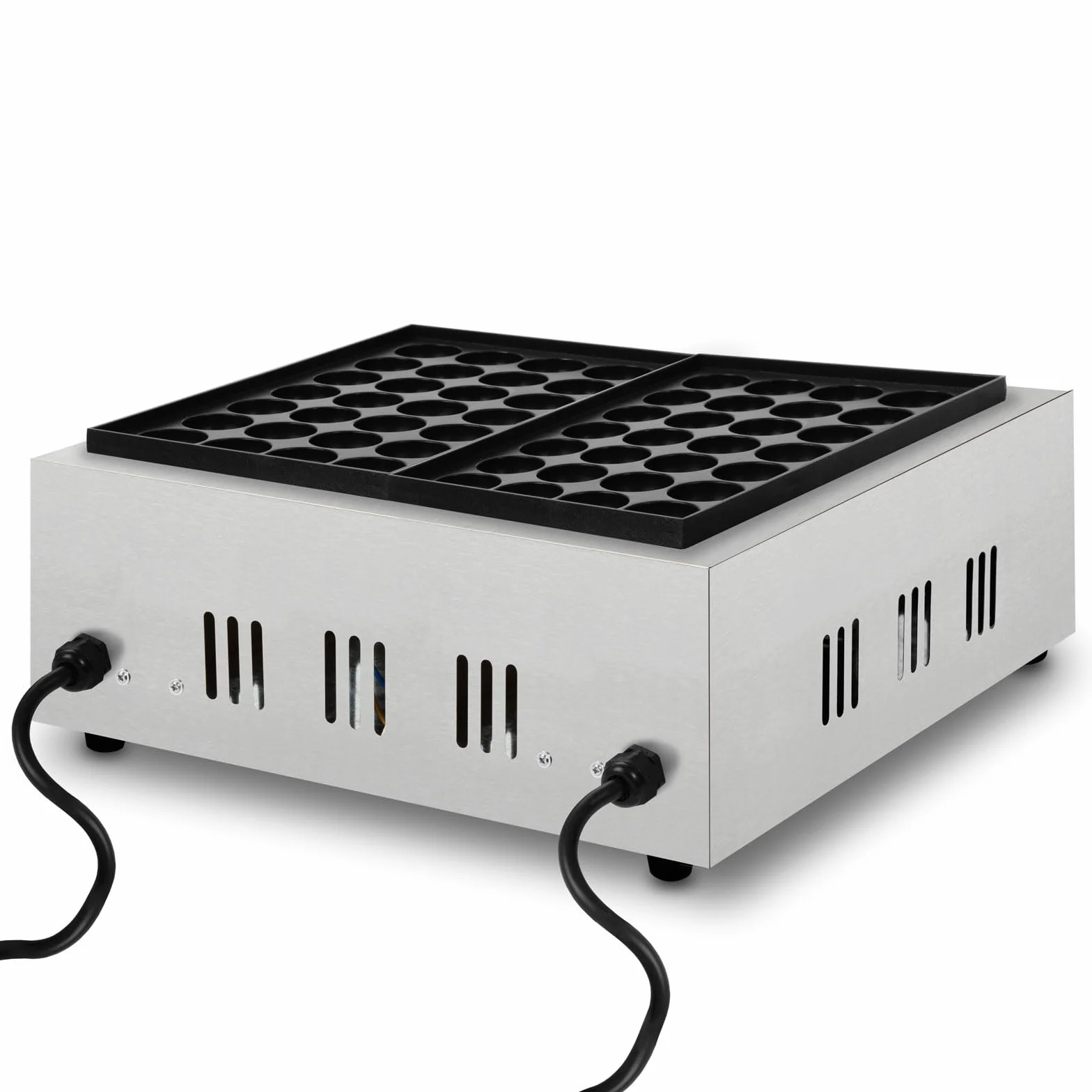 VERTES Takoyaki Maker, takoyaki maszyna elektryczna 4000 W, 2 x bezstopniowa temperatura do 300 °C, 2 x żeliwna płyta grillowa z powłoką zapobiegającą przywieraniu, 56 okrągłych zagłębień