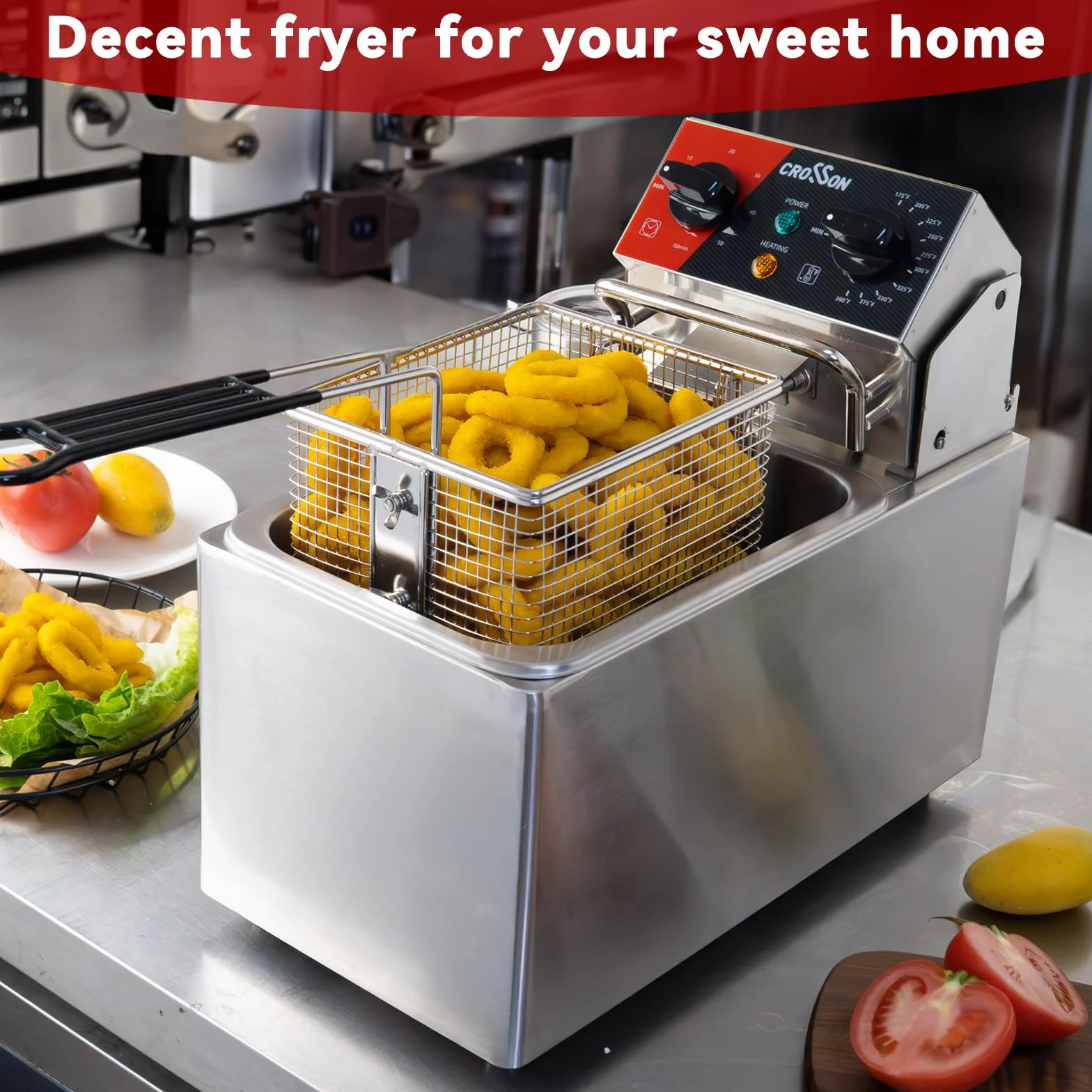 CROSSON Podwójny zbiornik 20 lbs Electric Deep Fryer (4 l pojedynczy zbiornik)
