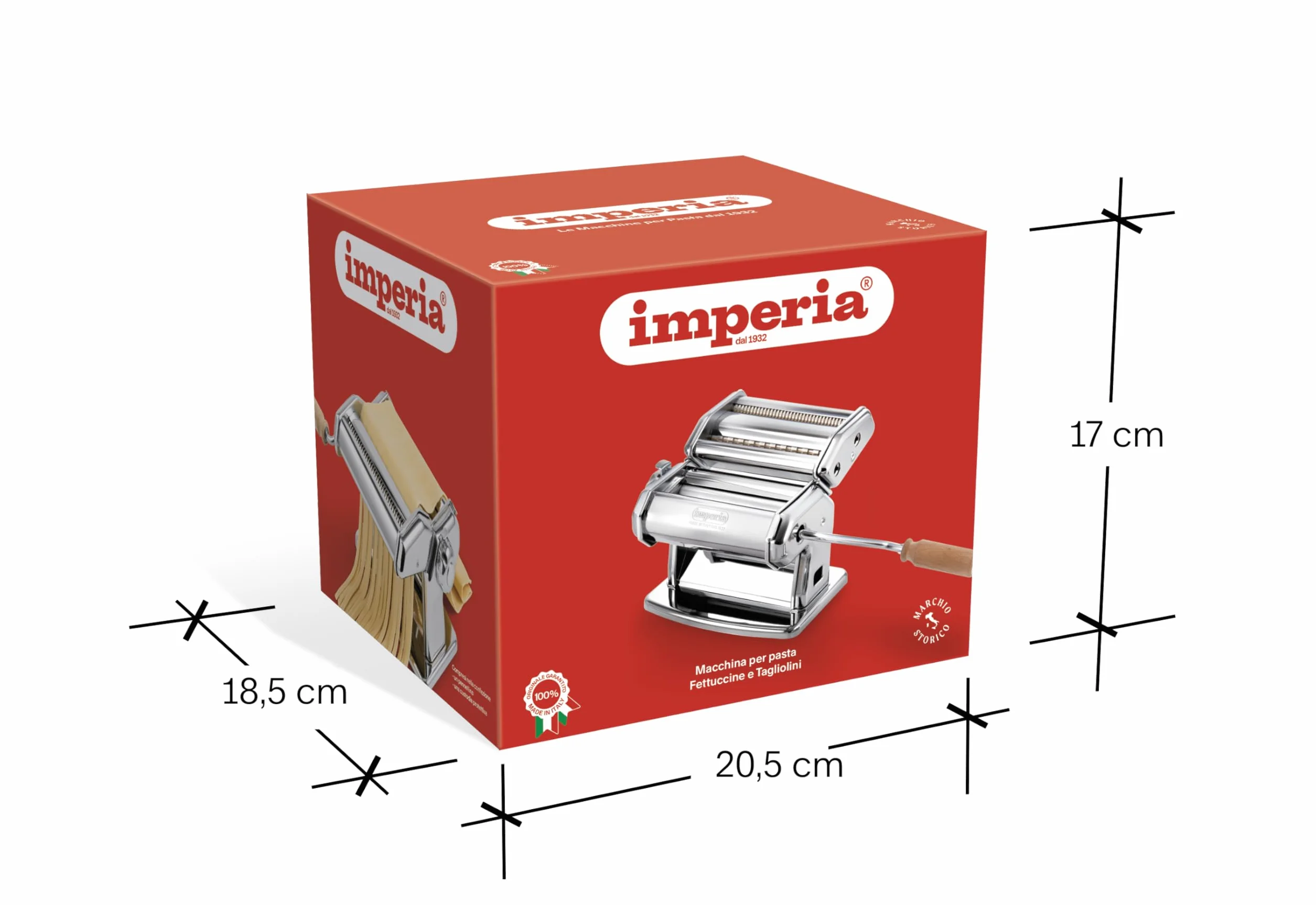 Imperia Nowa maszyna do makaronu IPASTA 100% Made in Italy. Maszyna do świeżej pasty stalowej. Ręczna maszyna do przesuwania z korby. Utwórz przeglądarkę dla Lasagne, Tagliolini, Fettuccine. Chrome