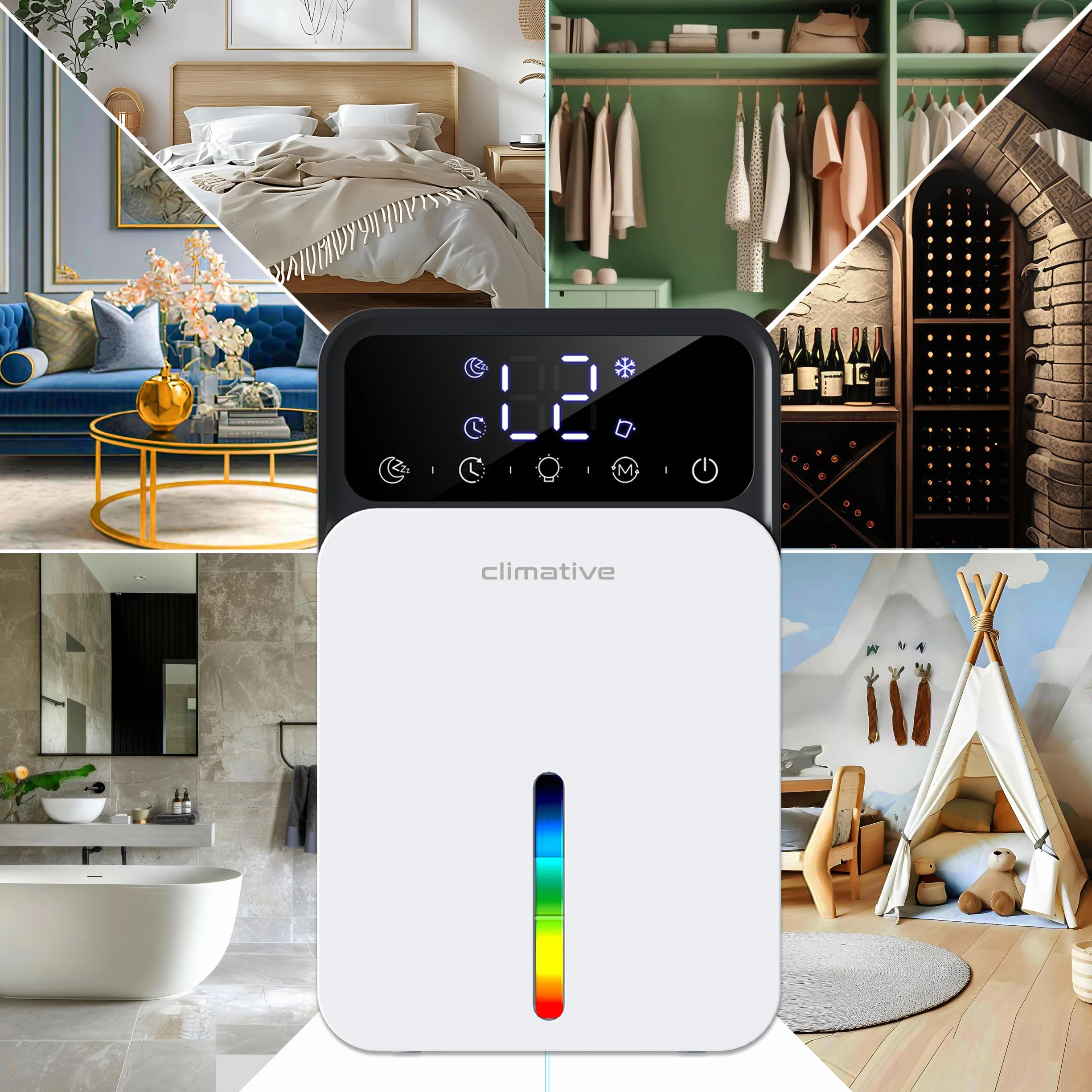 elektryczny osuszacz powietrza LUXE UV 0,35 l/24 h, timer LED, cichy, mały, z funkcją auto-defrost, osuszacz do domu, mieszkania i łazienki, przeciw wilgoci i pleśni, biały