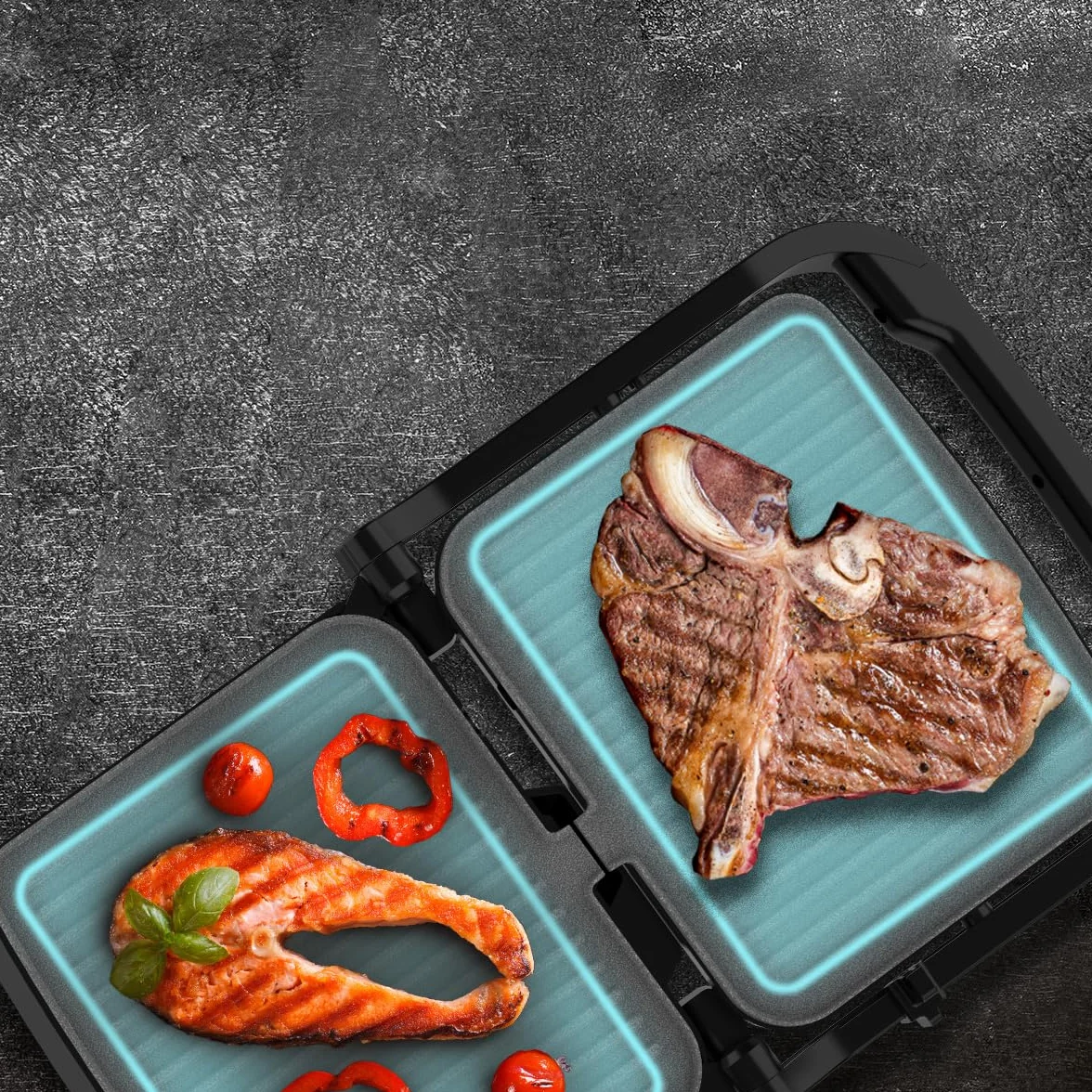Cecotec Rock'nGrill 2000 Full Open 2000 W otwór 180° nieprzywierający RockStone pływająca płyta regulacja temperatury 279 x 229 mm