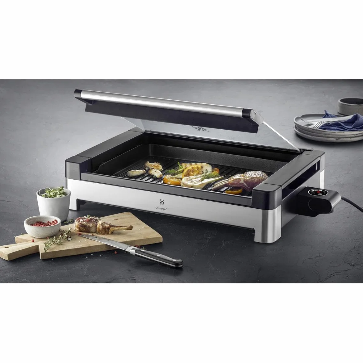 Wmf 415430011 Grill Stołowy, Cromargan 18/10, 2200 W, L, Srebrny