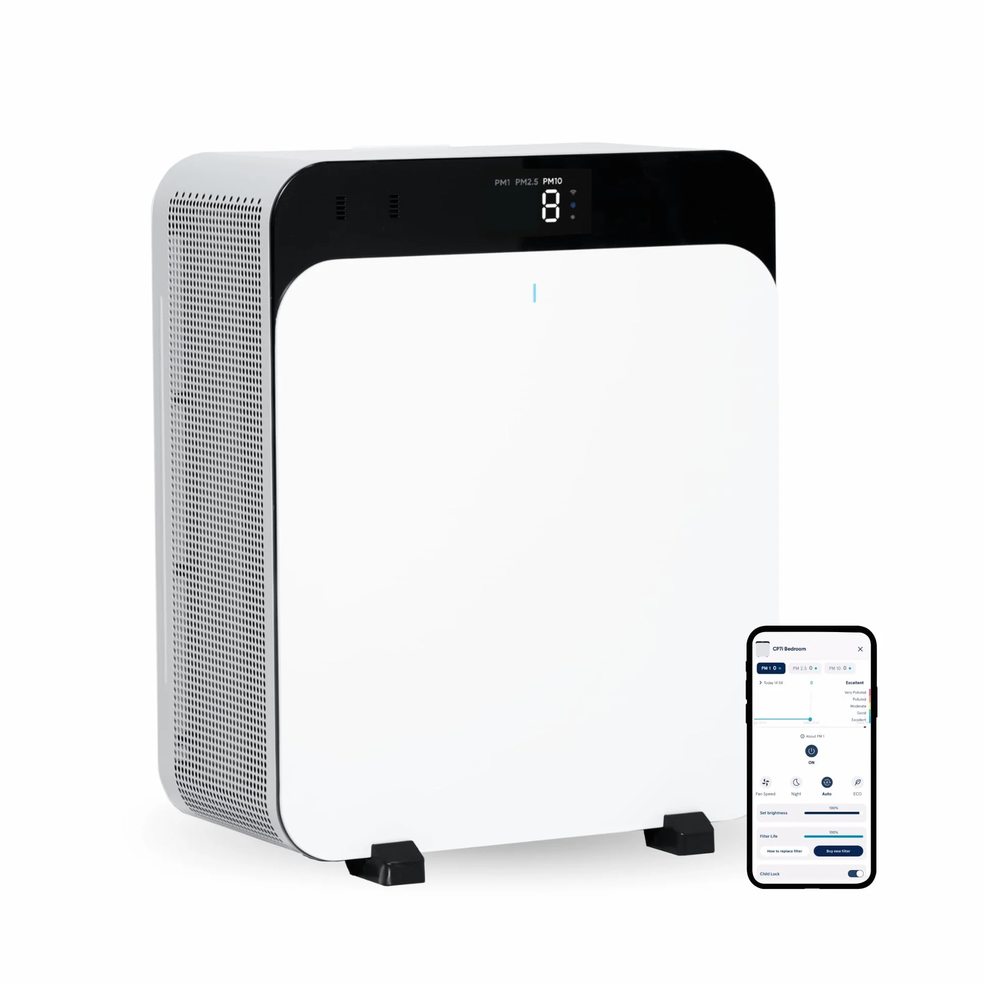BLUEAIR Oczyszczacz powietrza Premium do pomieszczeń o powierzchni do 131 m², idealny dla alergenów zwierząt, wirusów, bakterii i dużych przestrzeni, Classic Pro CP7i