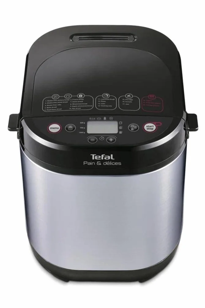 Tefal PF240E Wypiekacz do chleba, 20 programów, timer opóźnienia startu 15h, utrzymanie ciepła 1h, czarny/srebrny