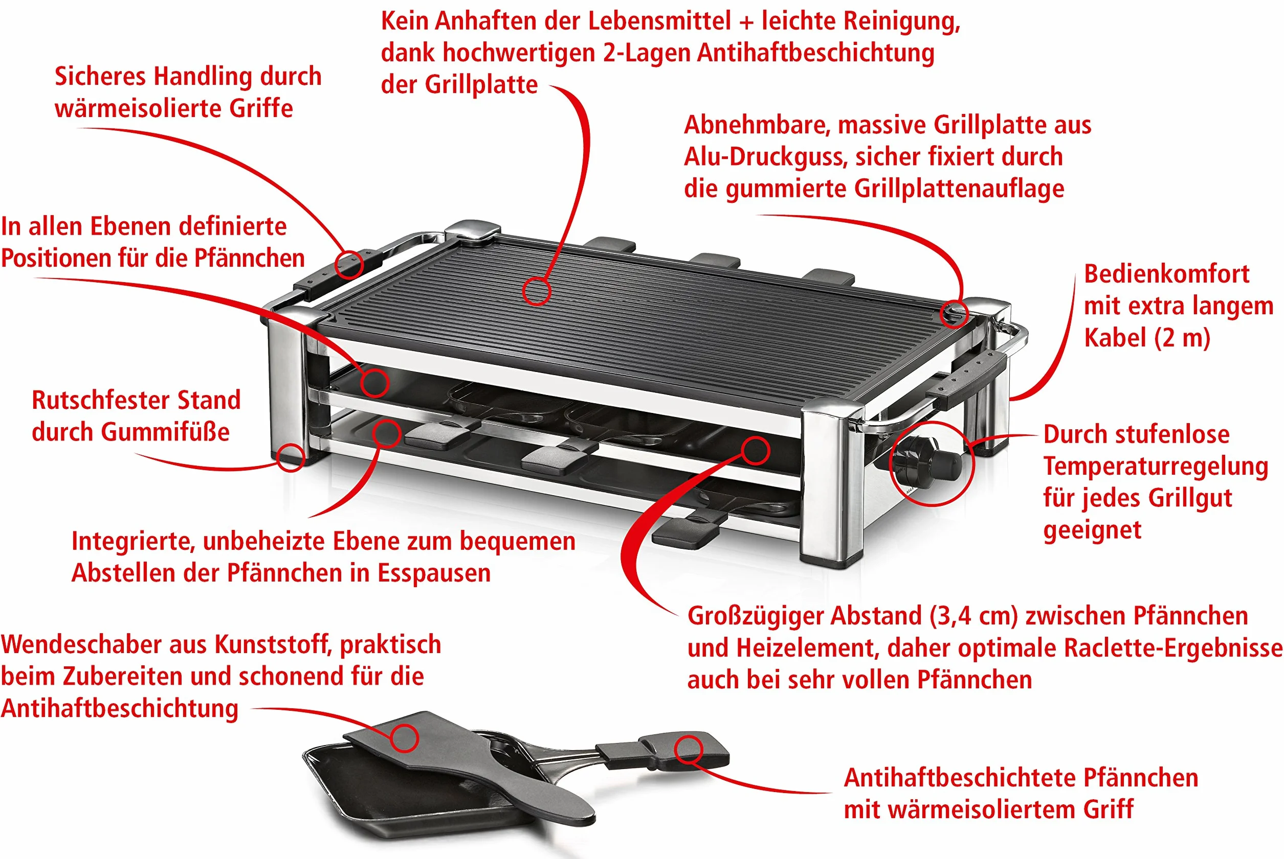 Rommelsbacher Rcc 1500 Raclette Grill Stołowy 1500 W Chrom Czarny