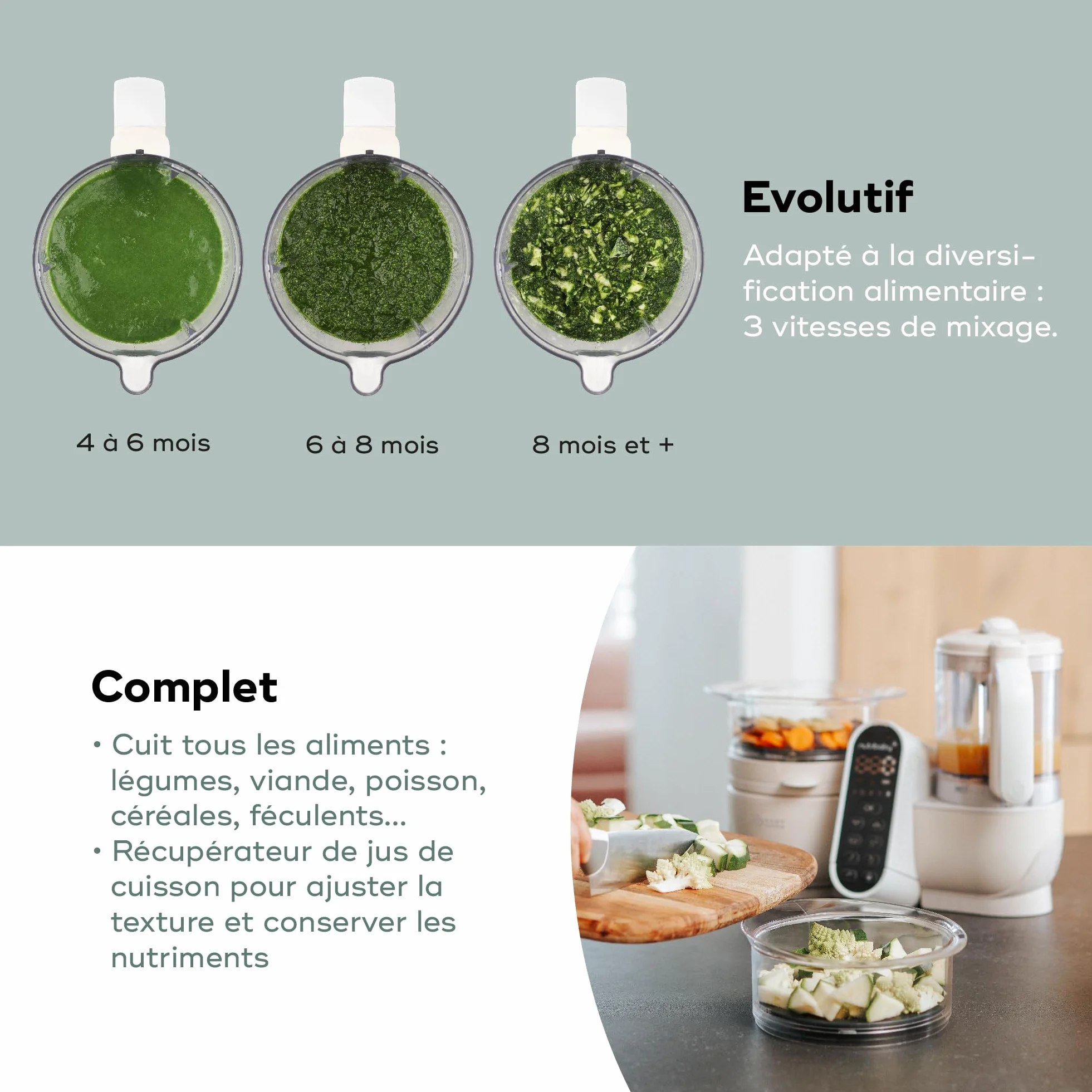 Babymoov Nutribaby(+) wielofunkcyjny robot do gotowania dla niemowląt 6 w 1, parownik, 2,2 l, beżowy
