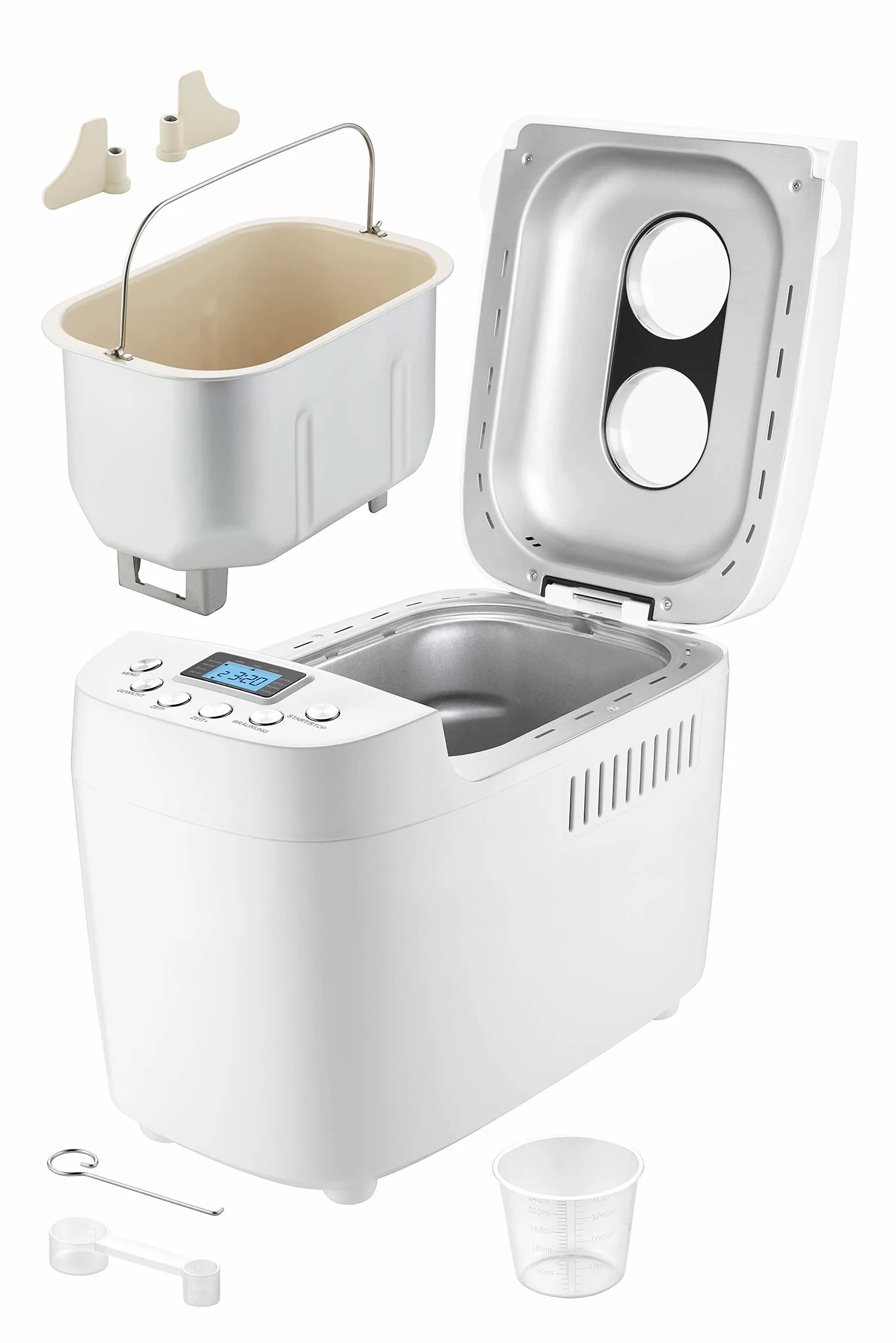 UNOLD 68520 BACKMEISTER Big White do 1500 g chleba, z 15 programami do bezglutenowego chleba, funkcja timera, funkcja utrzymania towaru, wyświetlacz LCD, biały