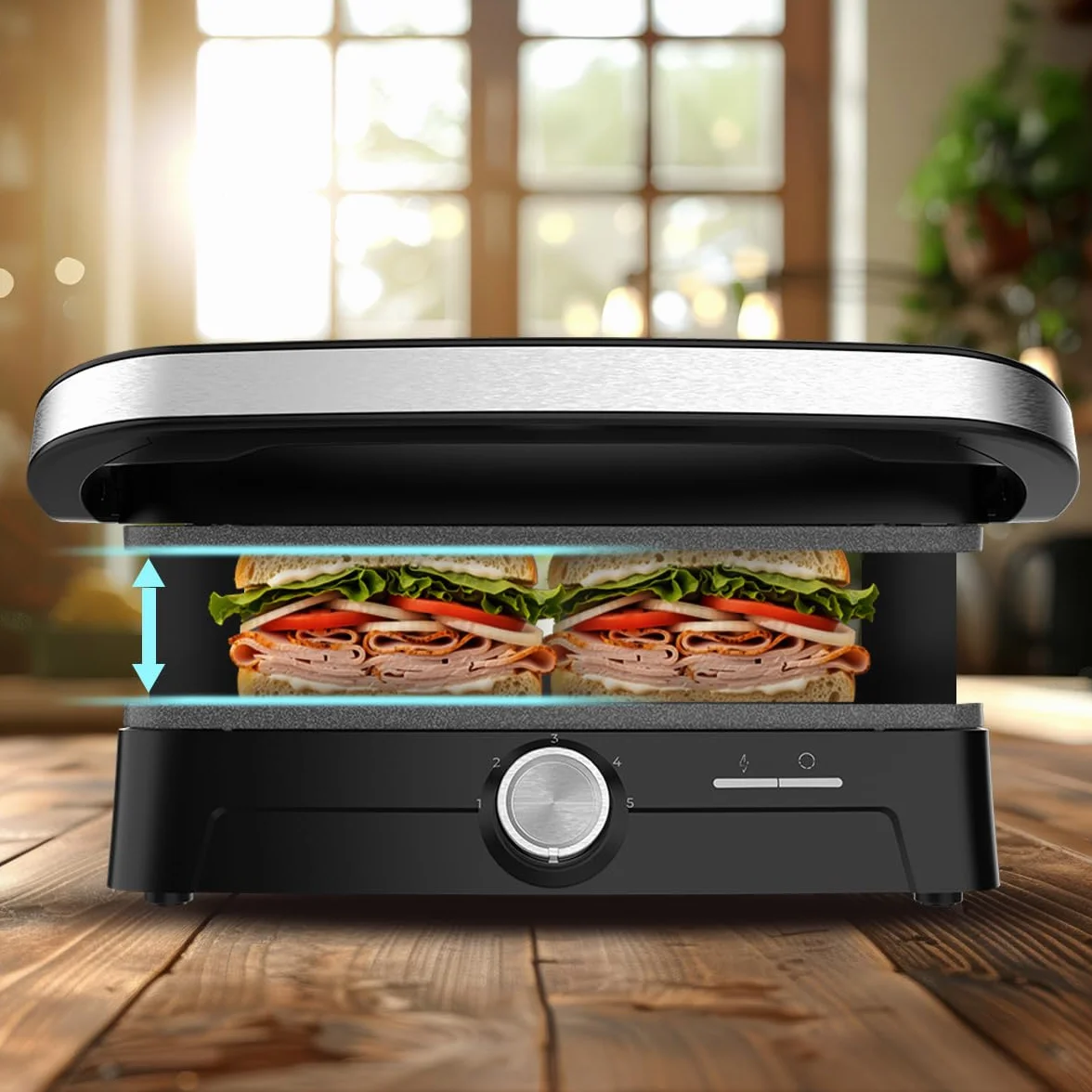 Cecotec Rock'nGrill 2000 Full Open 2000 W otwór 180° nieprzywierający RockStone pływająca płyta regulacja temperatury 279 x 229 mm