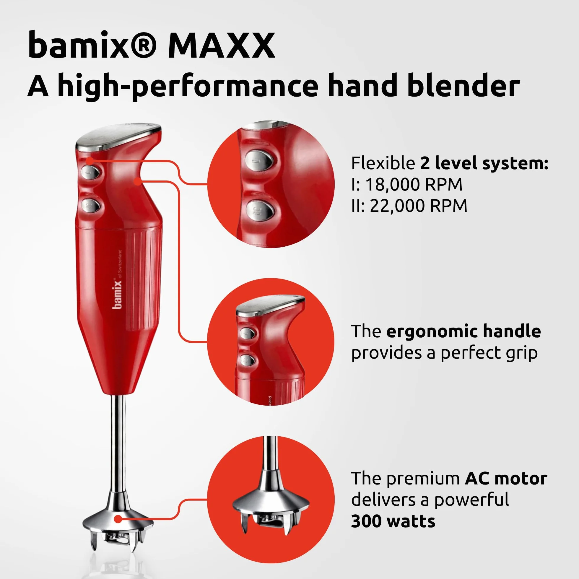 Bamix M350 Maxx blender ręczny czerwony