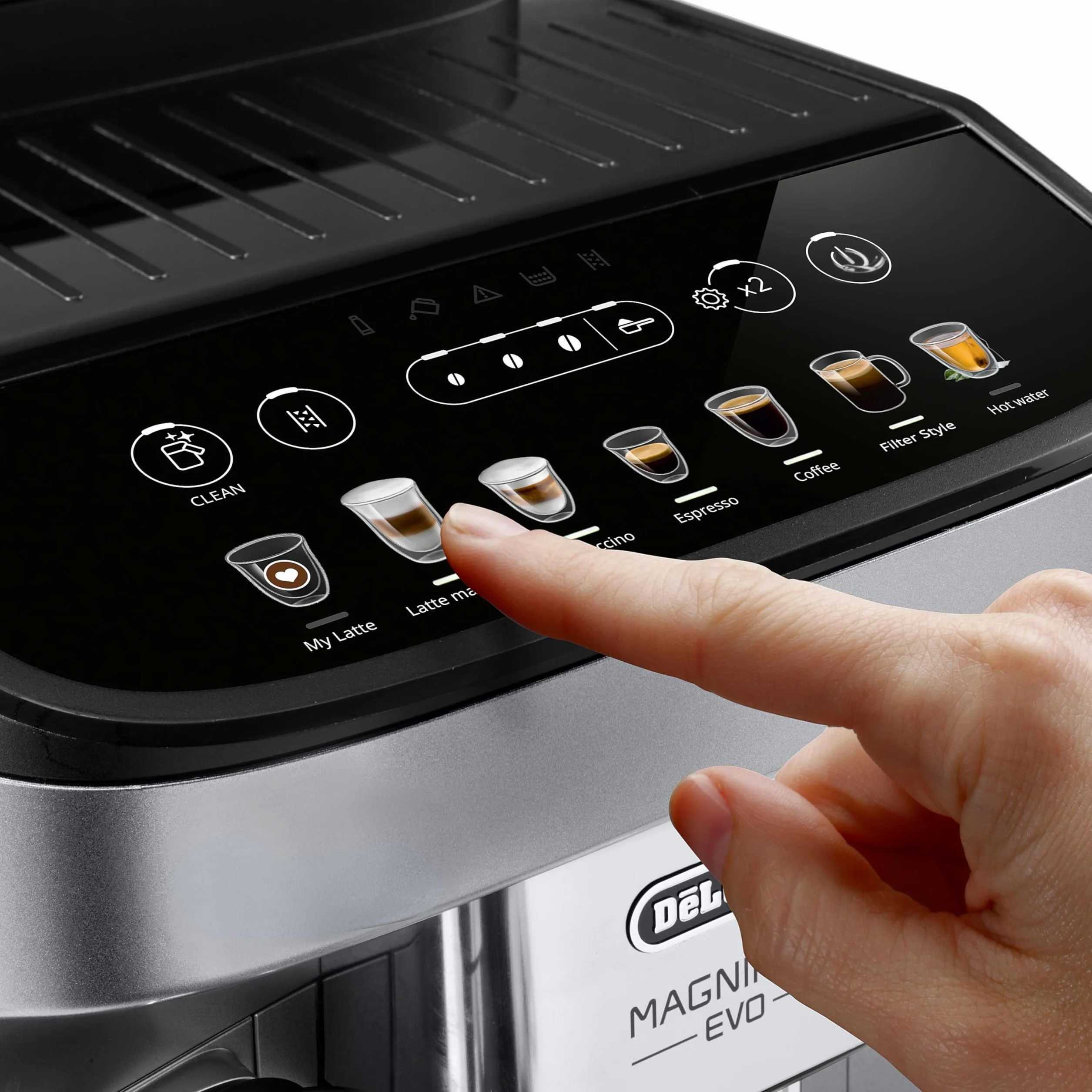 De'Longhi Magnifica Evo ECAM292.81.SB, w pełni automatyczny ekspres do kawy z systemem mlecznym, 7 przycisków bezpośredniego wyboru do cappuccino, espresso i innych specjałów kawowych, panel