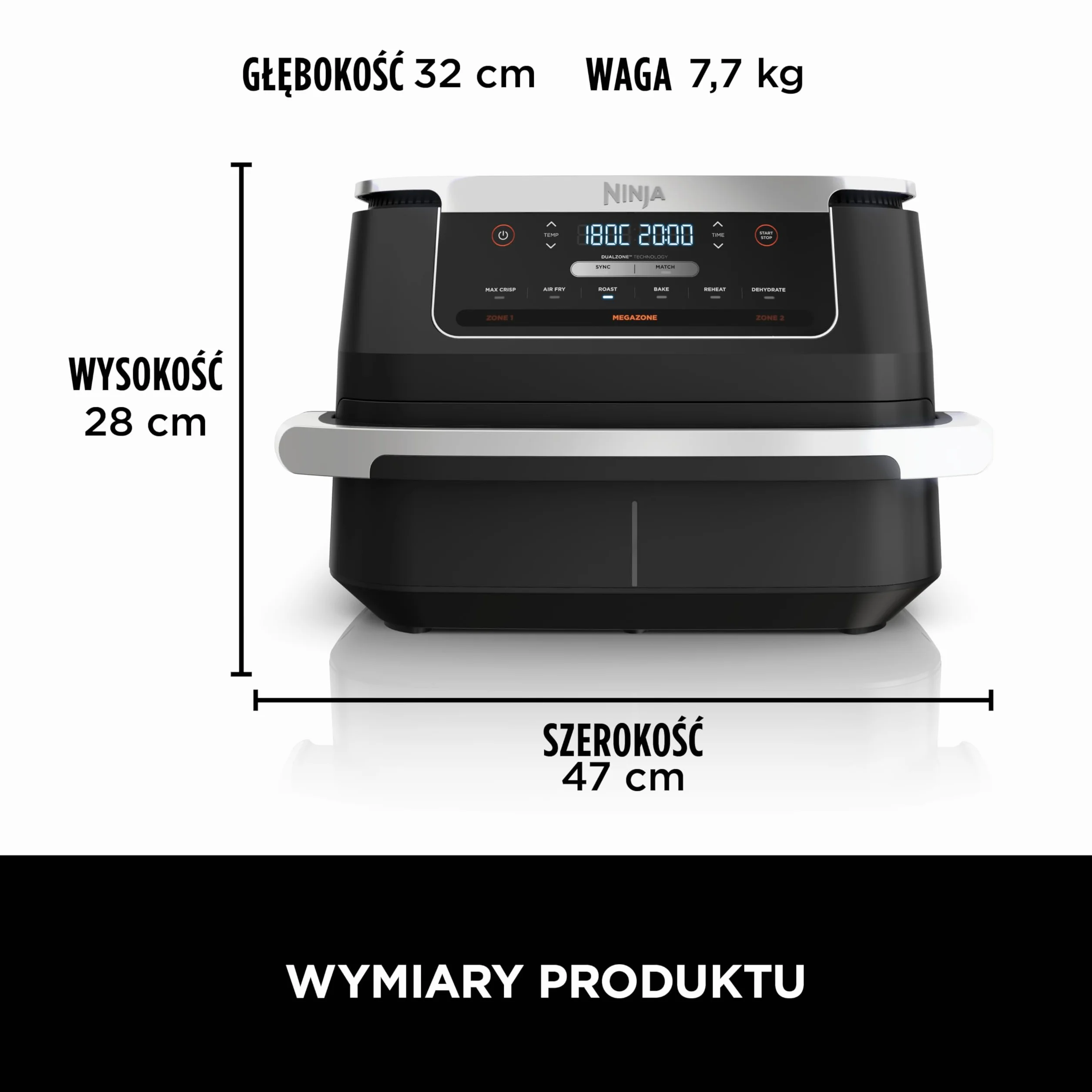 Ninja FlexDrawer frytkownica beztłuszczowa 6,6 l 6 w 1 2 strefy AF550EU