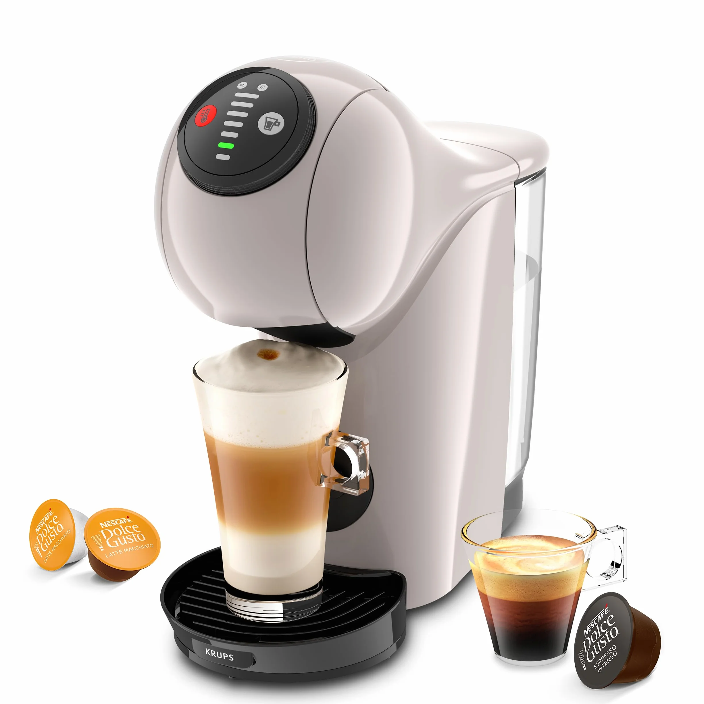 Krups NESCAFÉ Dolce Gusto KP243A GENIO S ekspres do kawy na kapsułki do różnych napojów, kompaktowy, wysokociśnieniowy, regulowany rozmiar, idealne espresso w zaledwie 30 sekund, automatyczne