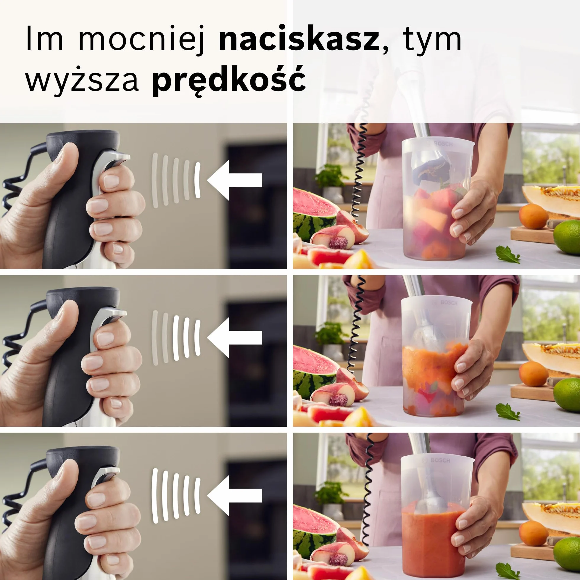 Bosch, blender ręczny, ErgoMaster Serie 8, silnik 1500 W, intuicyjna regulacja prędkości, 6-ramienne ostrze, akcesoria w zestawie, stal nierdzewna, MSM8M930