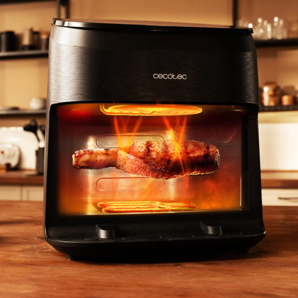 Cecotec Bezolejowa frytkownica powietrzna 6,5 l grill grill podwójna rezystancja zintegrowany Air Fryer Cecofry&Grill Smokin' 6500. 2200W, regulacja temperatury 40-200°C, 10 menu