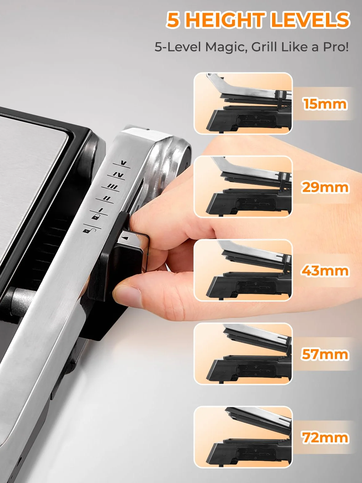 FOHERE Grill kontaktowy XL 4 w 1, opiekacz do kanapek i gofrownica 2200 W, z 4 zdejmowanymi płytami