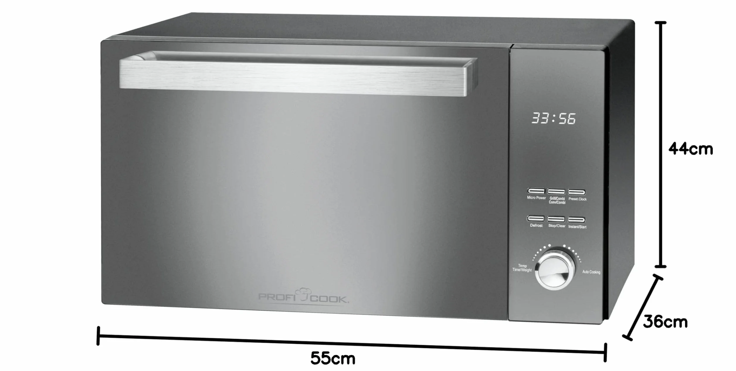 ProfiCook PC-MWG 1204 Kuchenka mikrofalowa 23 l 800 W Stal nierdzewna