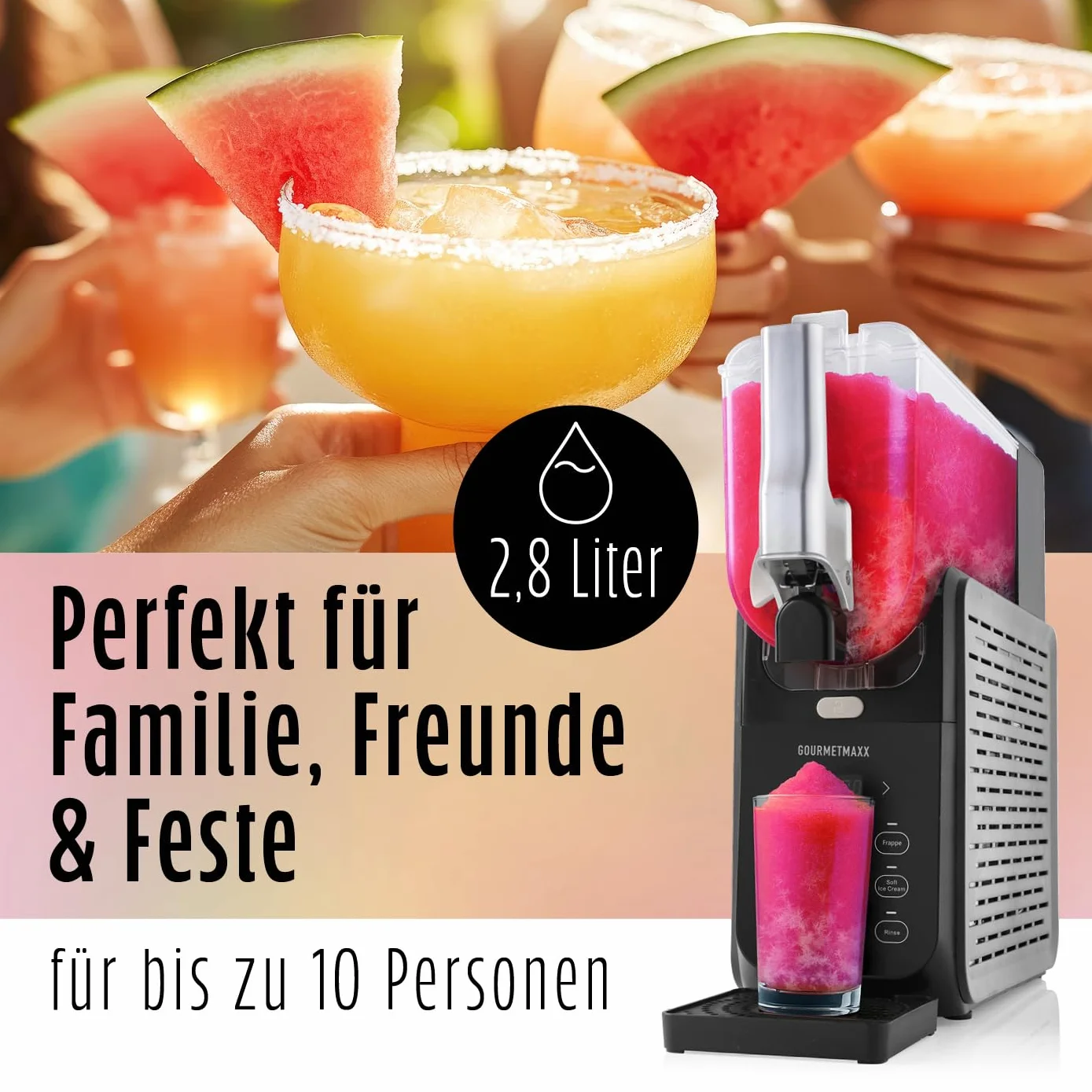 GOURMETmaxx FreezeUp Maszyna do lodów 2,8 l 5 trybów pracy elektryczna