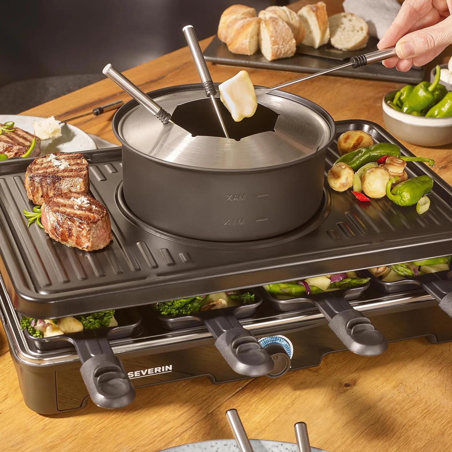 SEVERIN Kombinacja raclette i fondue 1400 W Czarny RG 2347