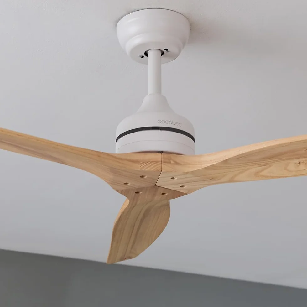 Cecotec - Wentylator sufitowy EnergySilence Aero 5270 WhiteWood - Silnik 40W DC, Średnica 132 cm, Sterowanie, Timer, 6 prędkości, Lato i zima, Regulacja wysokości 15 lub 25 cm, Cichy