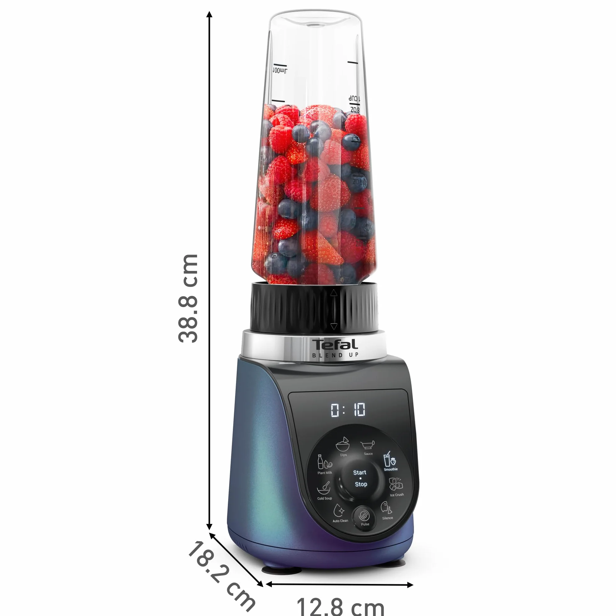 Tefal BL19H4 Blend Up mini blender, 8 programów, kruszenie lodu, noże Powelix, niebieski