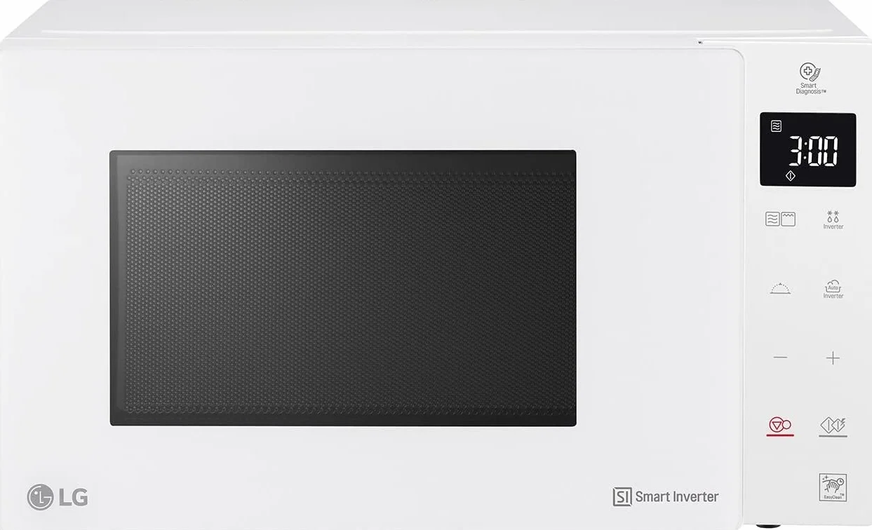 LG MH6336GIH Kuchenka Mikrofalowa z Inteligentnym Inwerterem i Grillem Kwarcowym, 23L, 1000W, Biała