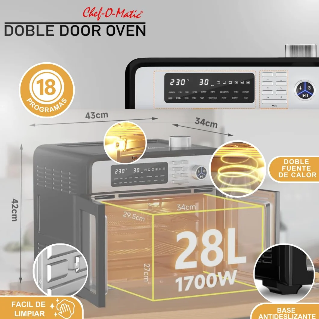 CHEF-O-MATIC Piekarnik elektryczny 28L 1700W Grill Wewnętrzny Konwekcyjny