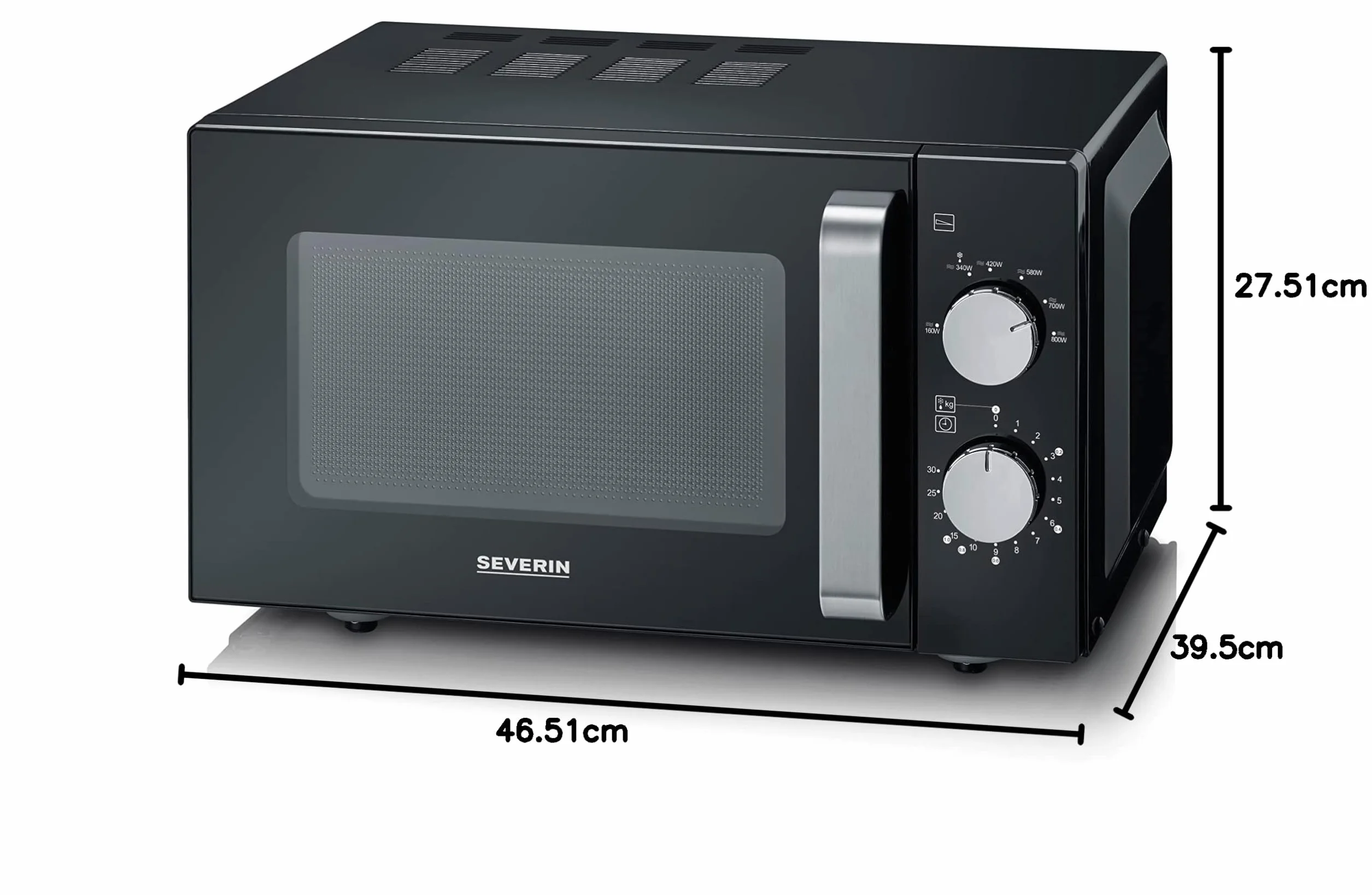 Severin MW 7761 kuchenka mikrofalowa solo z dnem ceramicznym, pojemność 20 l, elektroniczna manualna, 10 programów, moc 800 W