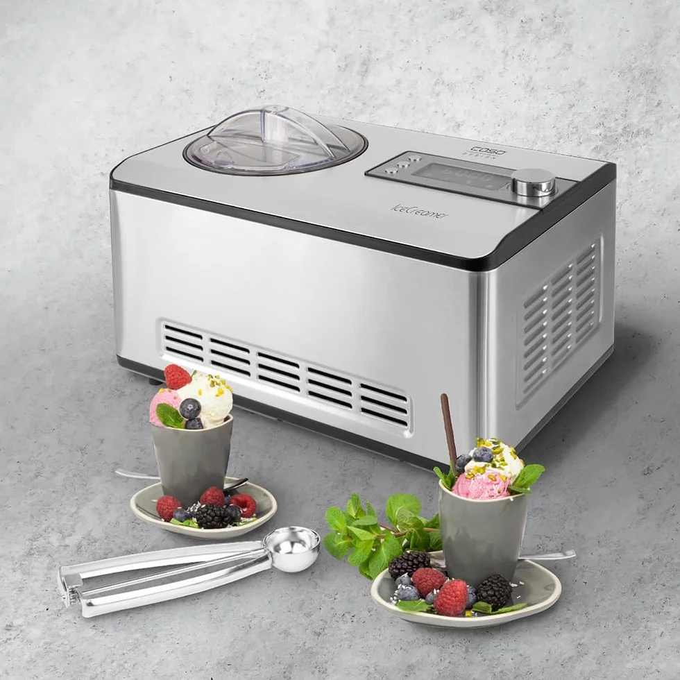 CASO Ice Creamer – 2 w 1 designerska maszyna do lodów i jogurtów z technologią kompresorową, nie wymaga wstępnego chłodzenia, produkuje do 2 l lodów, lodów lub jogurtów