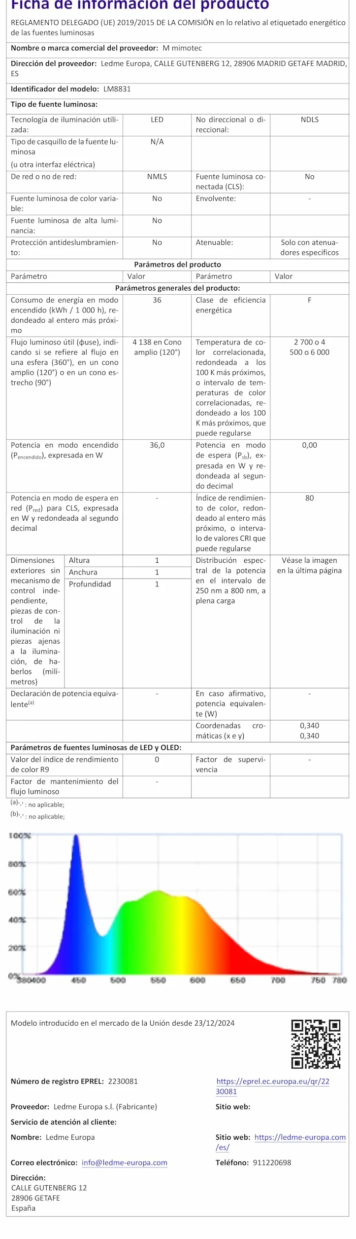 M mimotec wentylator sufitowy z białym światłem LED, Olga, pilot zdalnego sterowania, silnik prądu stałego, 6 prędkości, cichy, wysuwane łopatki, funkcja lato-zimowa, timer, CCT