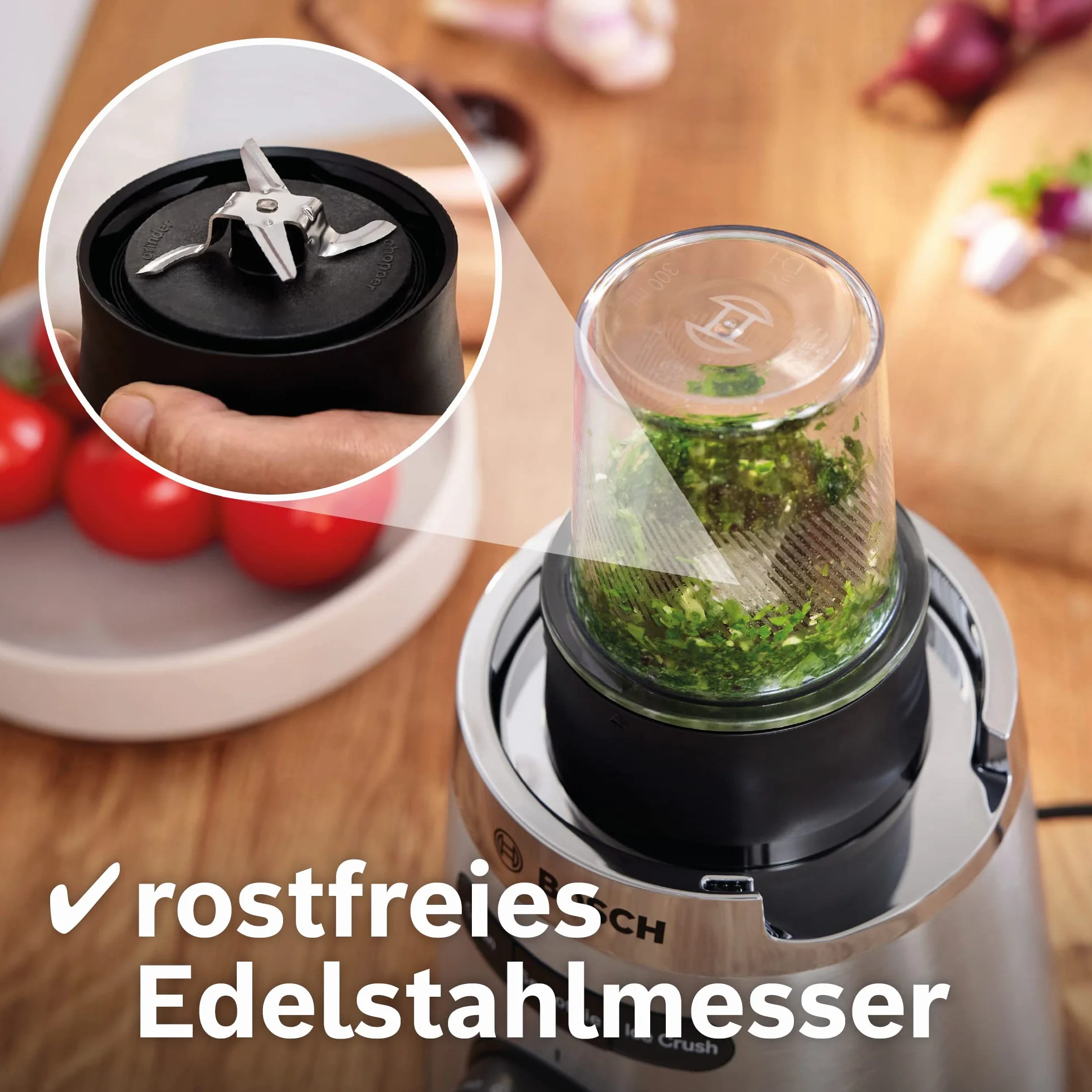 Bosch Mikser stojący VitaPower seria 4 MMB6177S, 1,5 l ThermoSafe szklany pojemnik, 30 000 obr/min, stal nierdzewna