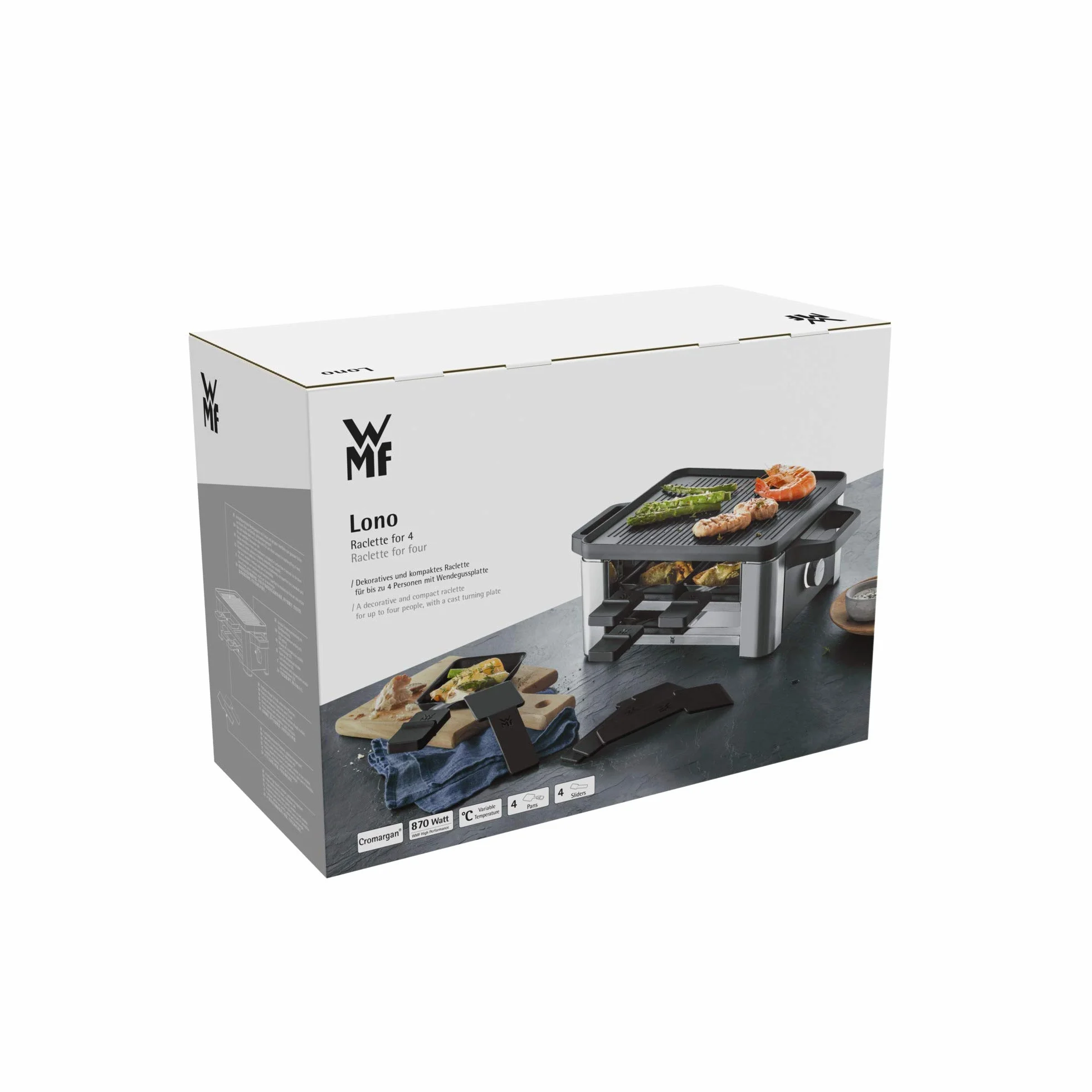 WMF Lono Raclette grill 870 W stal nierdzewna matowa dla 4 osób