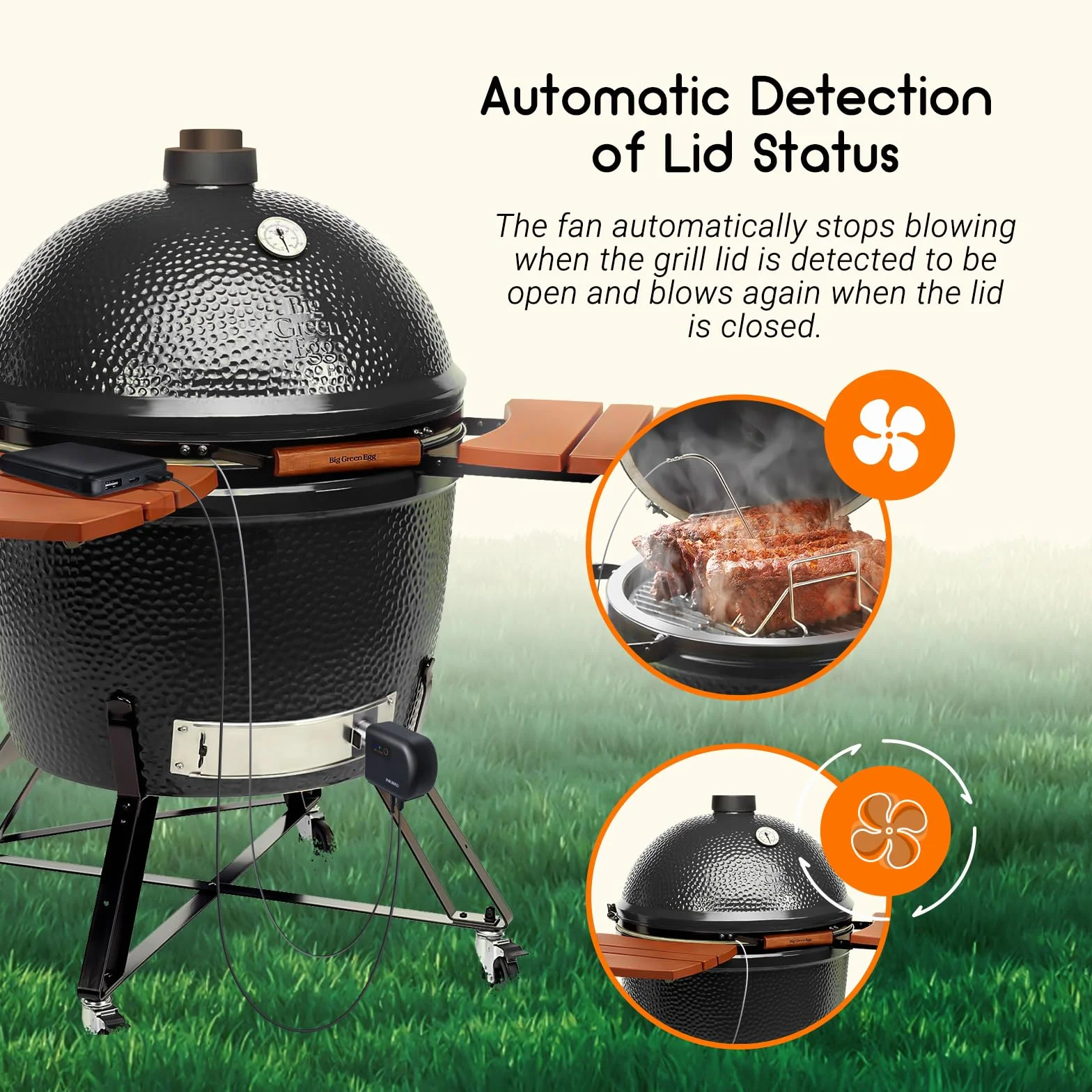 Inkbird Dmuchawa do grilla, Bluetooth 5.1 i Wi-Fi 2,4 GHz, automatyczny termometr grillowy z 4 sondami, kompatybilny z Big Green Egg, Kamado Joe, Primo, Vision Grill, Akorn Kamado