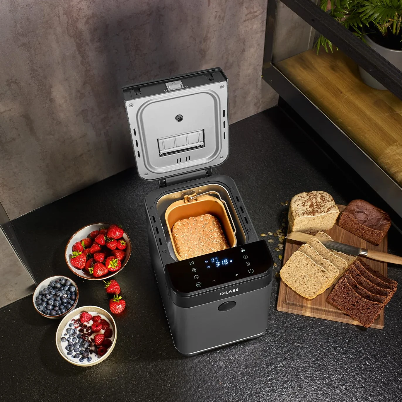 GRAEF BA806 automat do pieczenia chleba 36 programów 500g 750g utrzymywanie ciepła 60 min