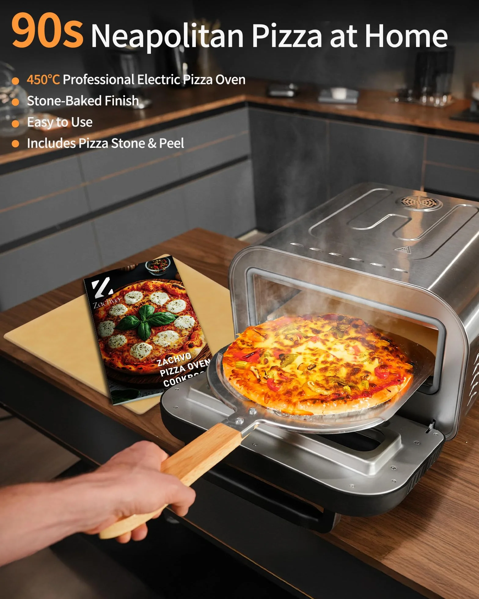Elektryczny piekarnik do pizzy 450°C stal nierdzewna 32 cm timer 1-60 min