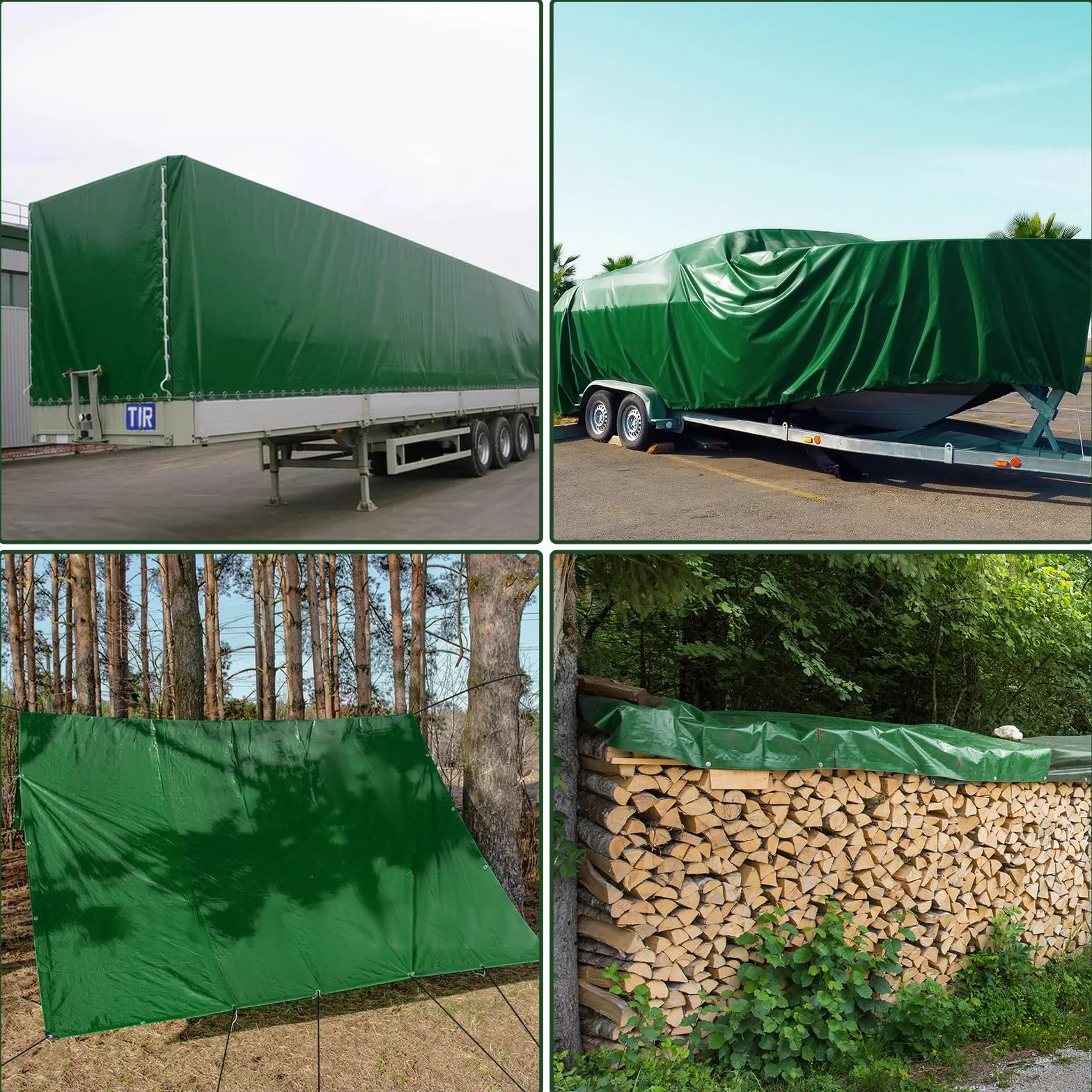 Plandeka okryciowa 670 g/m², do samochodów ciężarowych, z oczkami, wodoszczelna, odporna na rozerwanie, wzmocnione krawędzie, plandeka ochronna na samochód, na basen, prace budowlane, dach (4 x 6 m)
