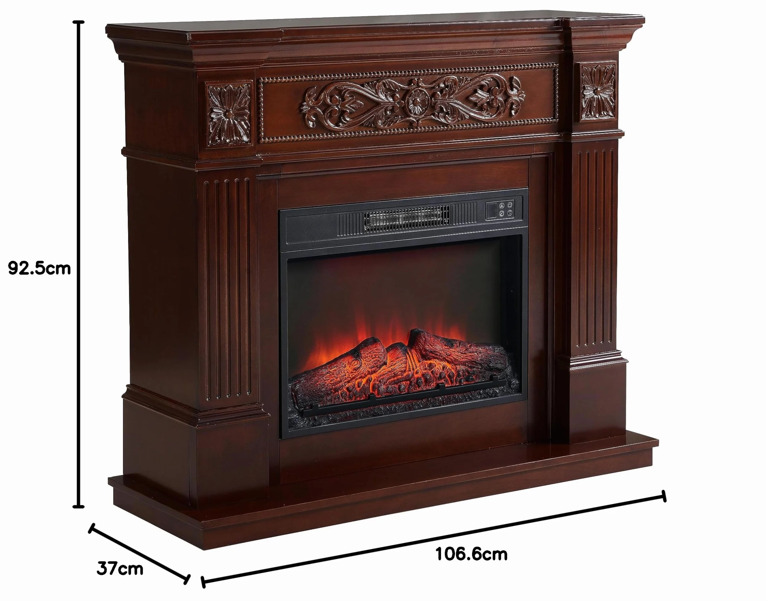 Kominek elektryczny z obudową TOSCANA AF23S RUSSET LED z dźwiękiem, 12 trybów ogrzewania 1800 W, timer, prawdziwy efekt płomienia, 3 poziomy jasności, ekskluzywny design, pilot
