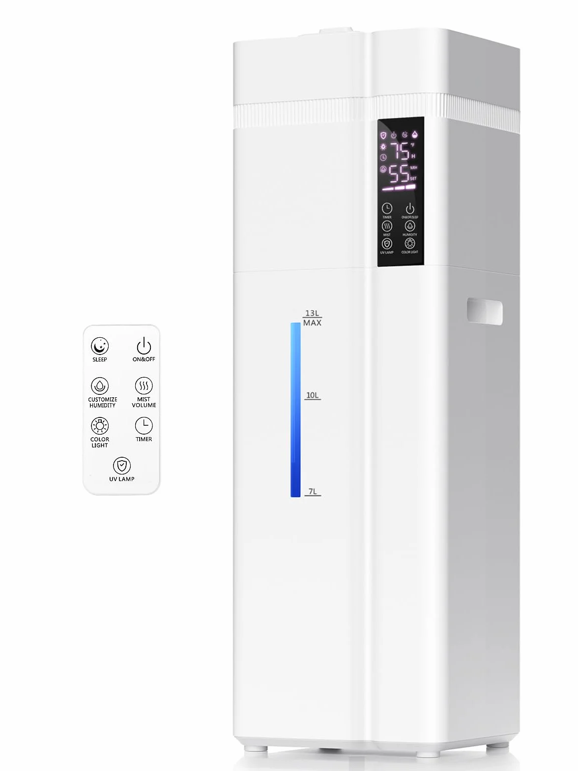 Nawilżacz 13L/53,4 cala do dużego pokoju, 74,3 m² zasięgu, 100 godzin pracy, automatyczna regulacja wilgotności, uzupełnianie z góry, nawilżacze do sypialni, 35 dB cichy, tryb snu, dyfuzor zapachowy