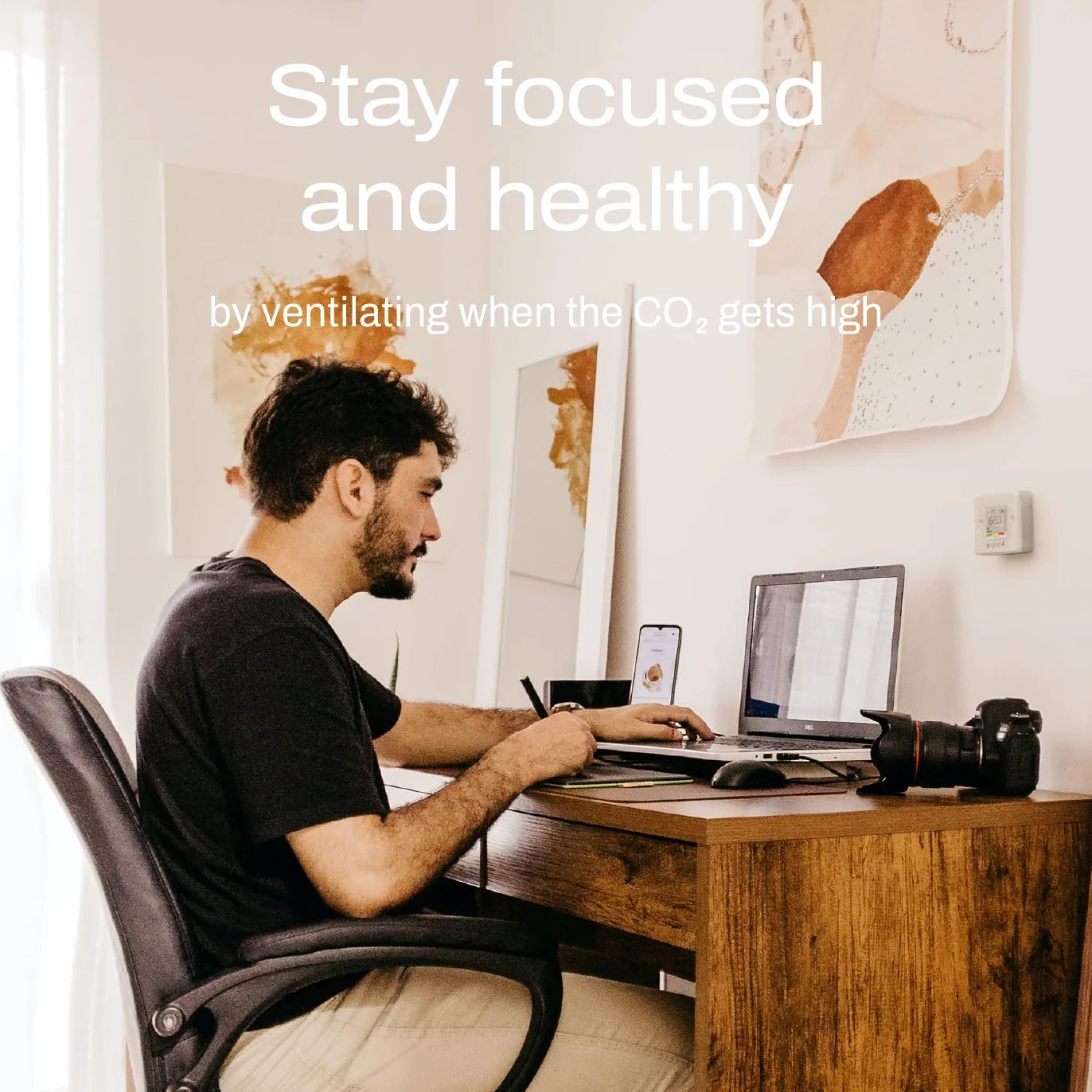 Aranet4 HOME: Wireless Indoor Air Quality Monitor for Home, Office or School [CO2, Temperature, Relative Humidity and more] Portable, Battery Powered, E-Ink Screen, App for Configuration
