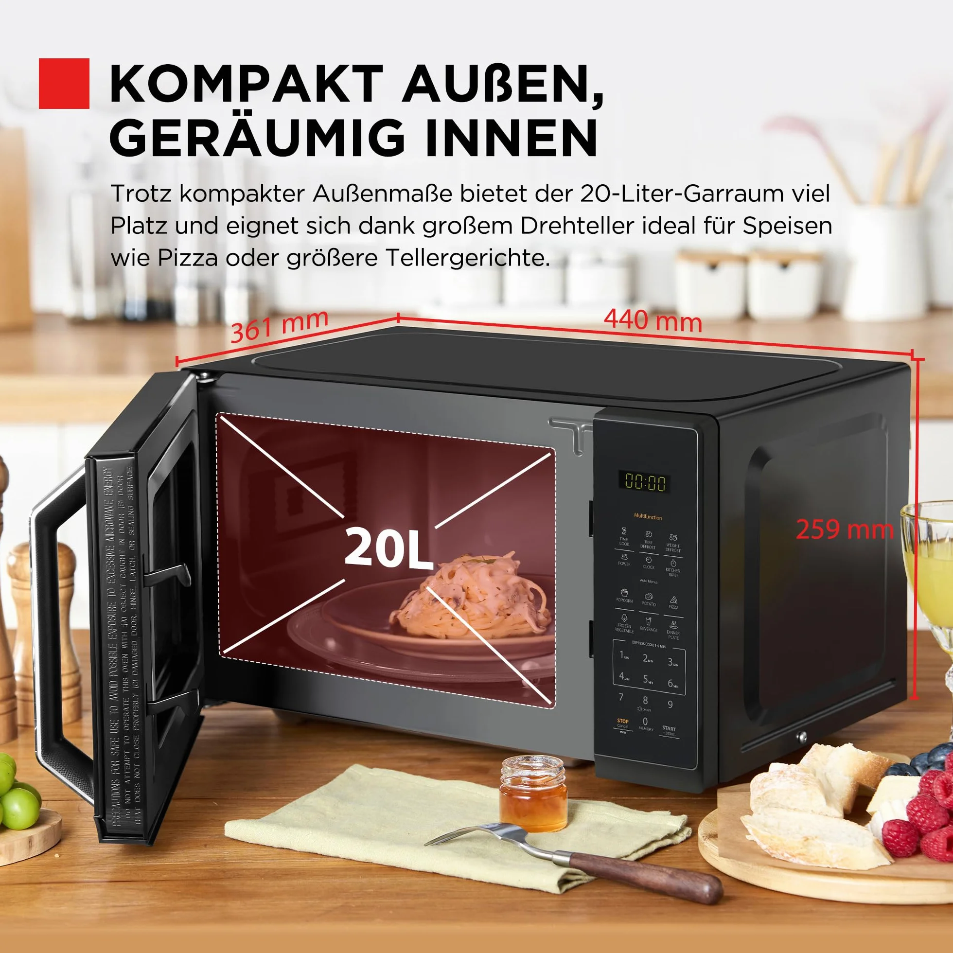 TOSHIBA Kuchenka mikrofalowa 20L 800W Cyfrowa Solo 11 poziomów mocy 6 programów