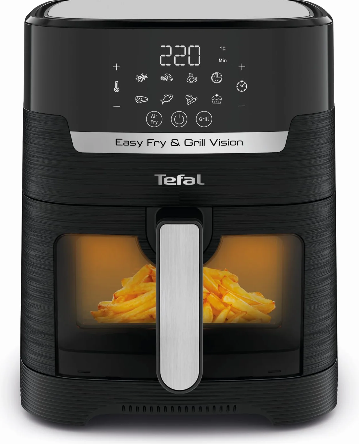TEFAL EY5068 Easy Fry&Grill Vision Frytkownica beztłuszczowa na gorące powietrze, 4,2 l, grill, technologia Extra Crisp, energooszczędna, ekran dotykowy, 8 programów automatycznych, aplikacja, czarny
