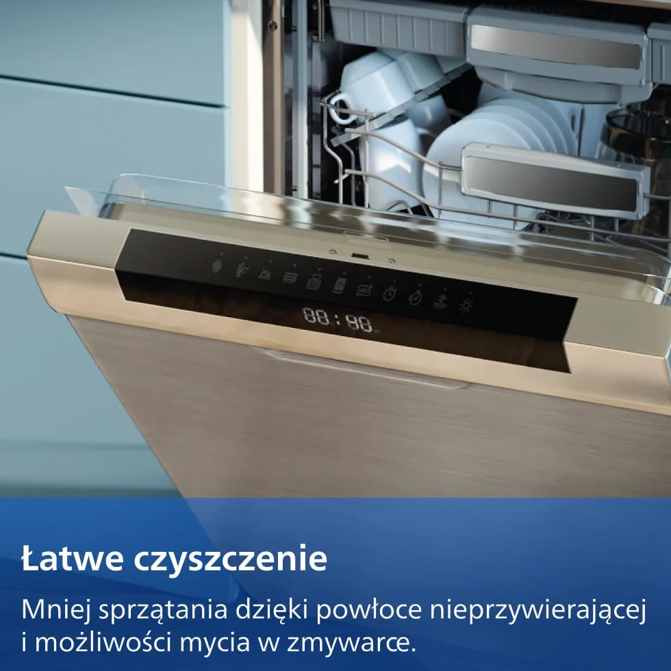 Philips Ovi z serii 4000 z podwójnym koszem 10L – Technologia RapidAir, Synchronizacja, 2 posiłki jednocześnie, 45% mniej miejsca na blacie, Powłoka ceramiczna bez PFAS, Okienka podglądu (NA460/00)
